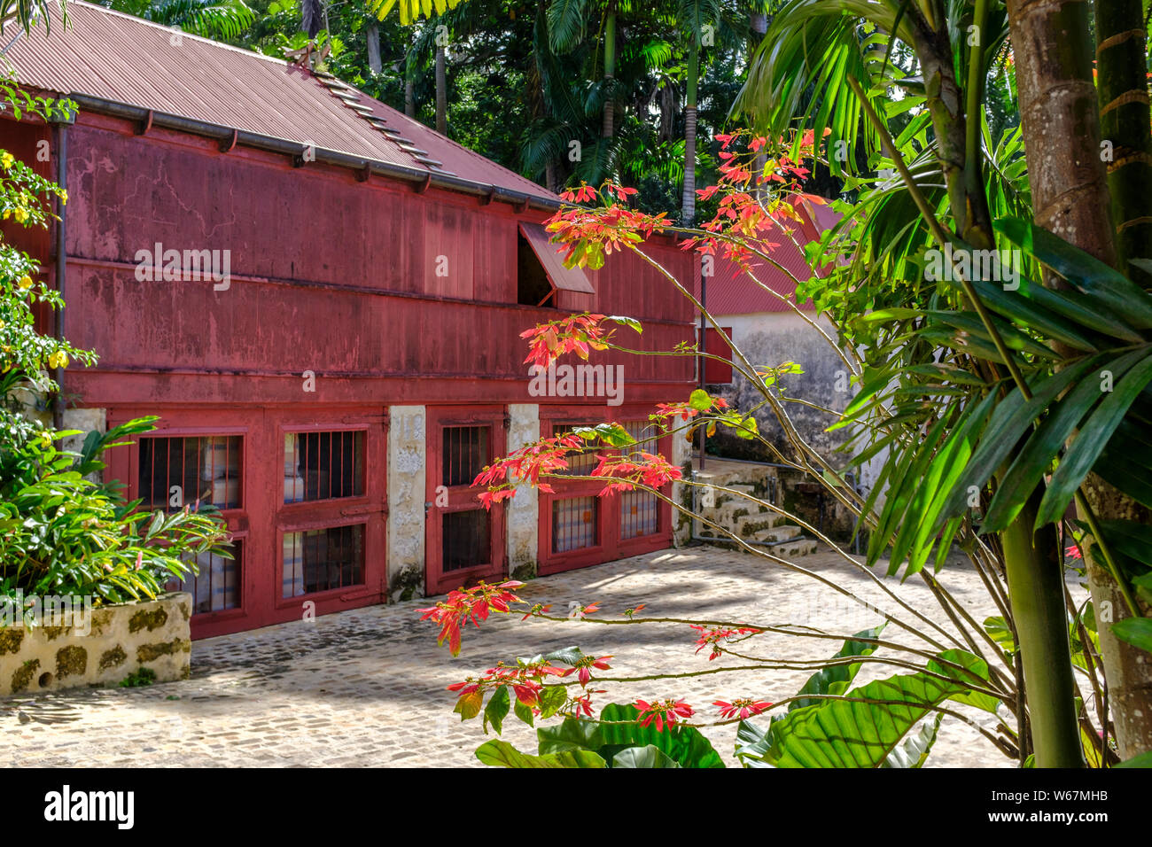 Details aus der Anlage und die Tour an der St. Nicholas Abbey, ein handwerkliches Rum Distillery in das Hochland von Barbados in der Karibik Stockfoto