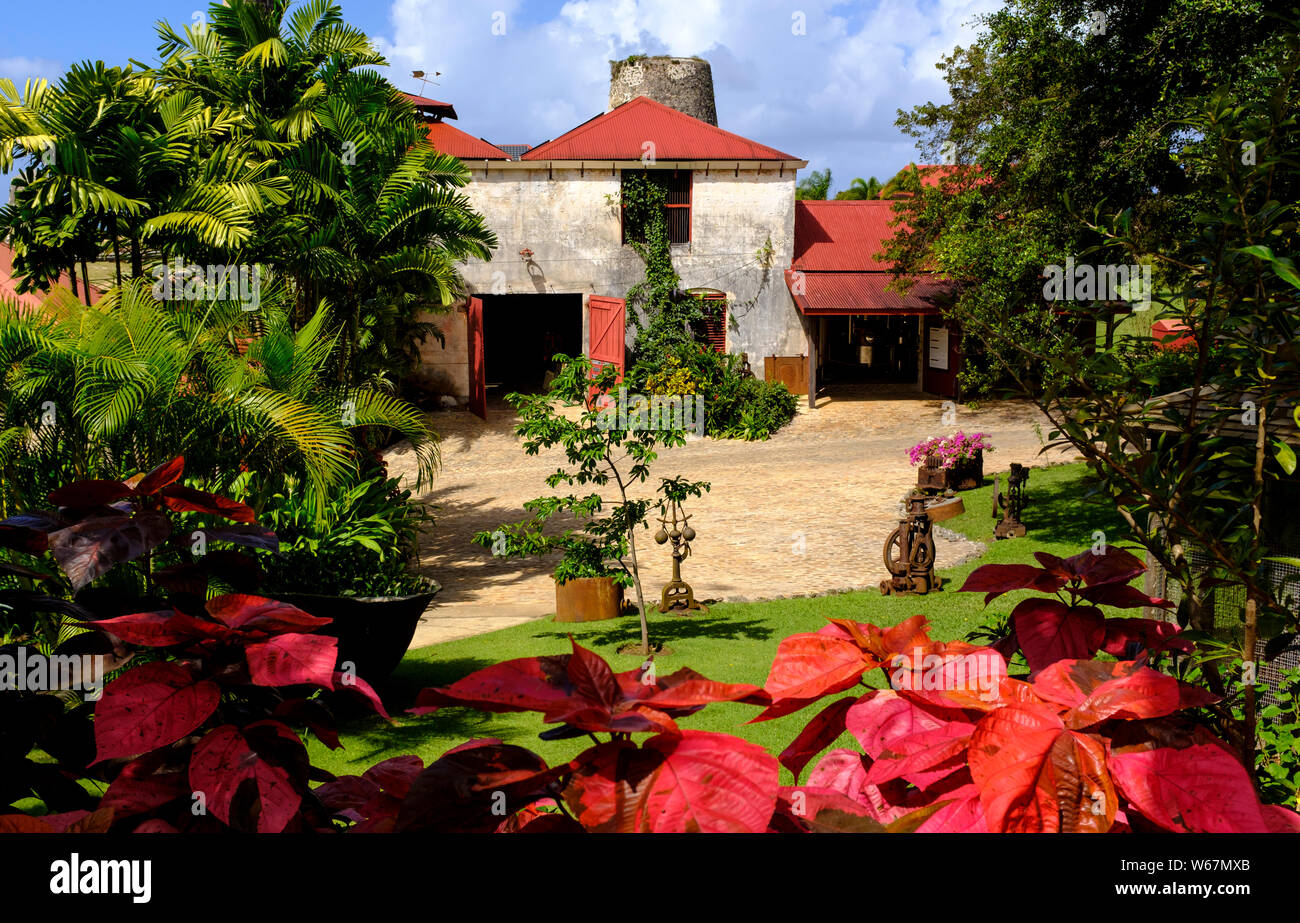 Details aus der Anlage und die Tour an der St. Nicholas Abbey, ein handwerkliches Rum Distillery in das Hochland von Barbados in der Karibik Stockfoto