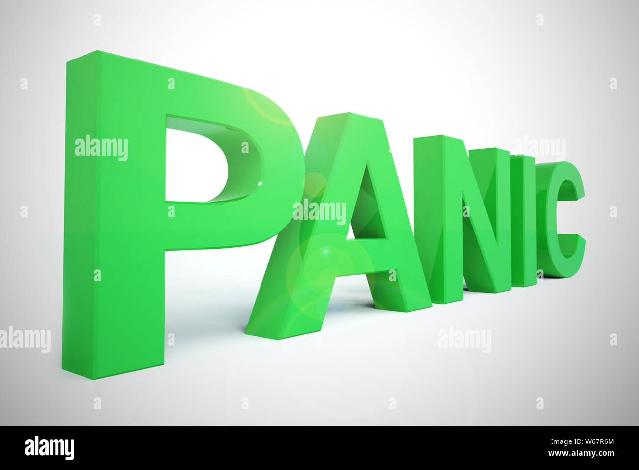 Panik Konzept Symbol bedeutet, durch Angst und Schrecken zu sorgen. Angst und total panisch von einem Problem - 3D-Darstellung Stockfoto