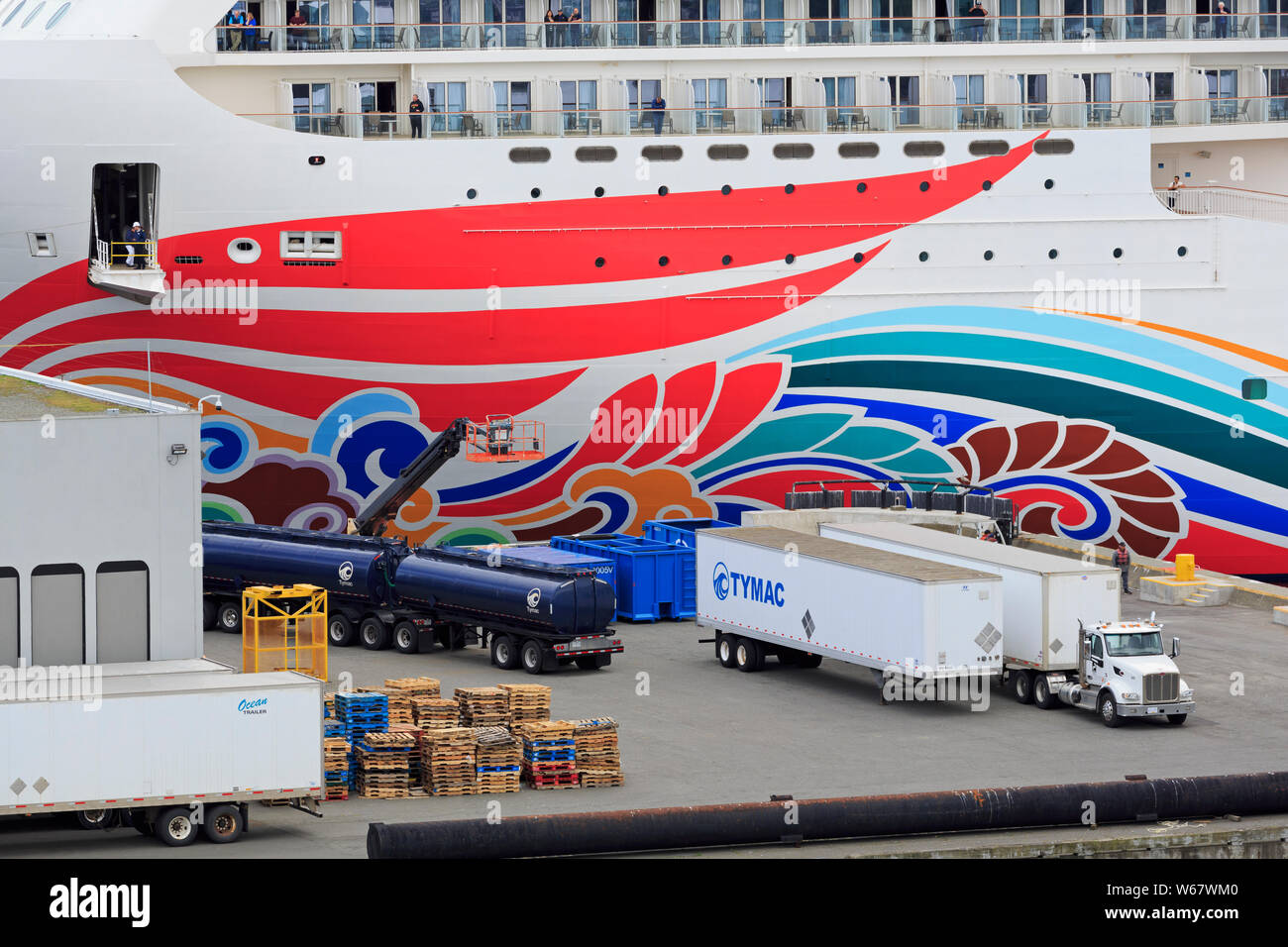 Kreuzfahrtschiff Norwegian Freude, der Hafen von Victoria, Vancouver Island, British Columbia, USA Stockfoto