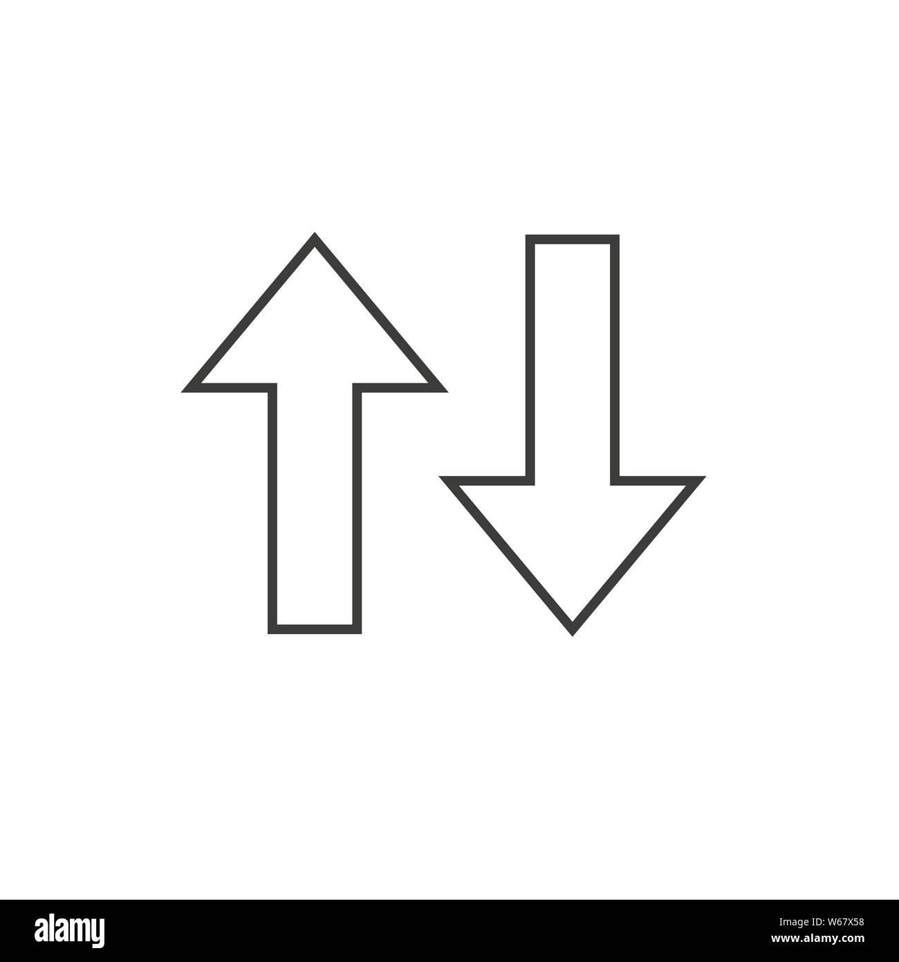 Vector Illustration, flache Bauform. Pfeil abwärts, um das Symbol Stock Vektor