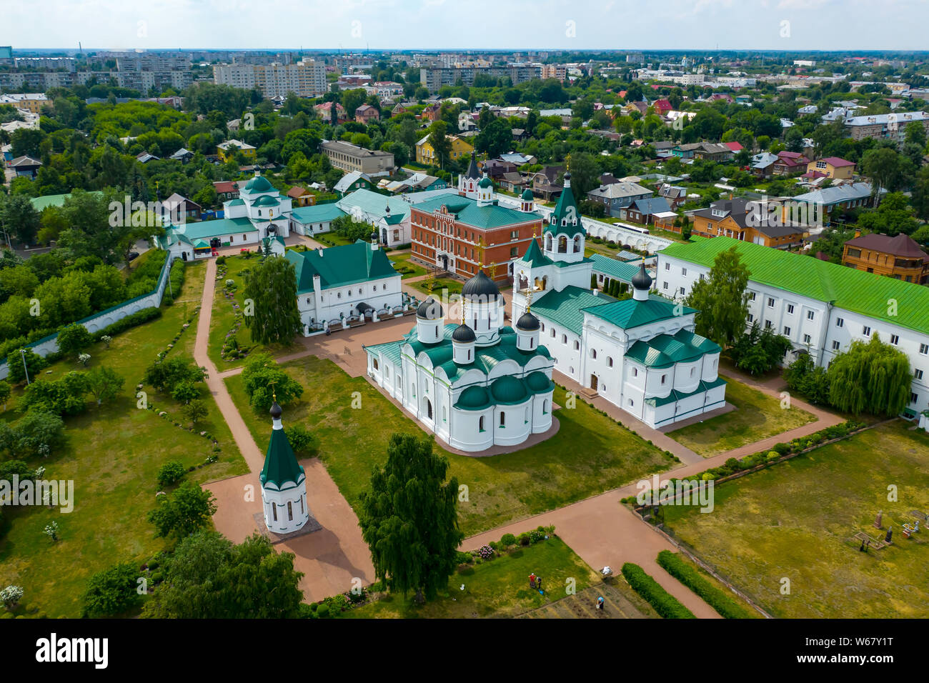 Panoramablick auf das Luftbild der Verklärung Kloster Murom, Russland Wladimir region Stockfoto
