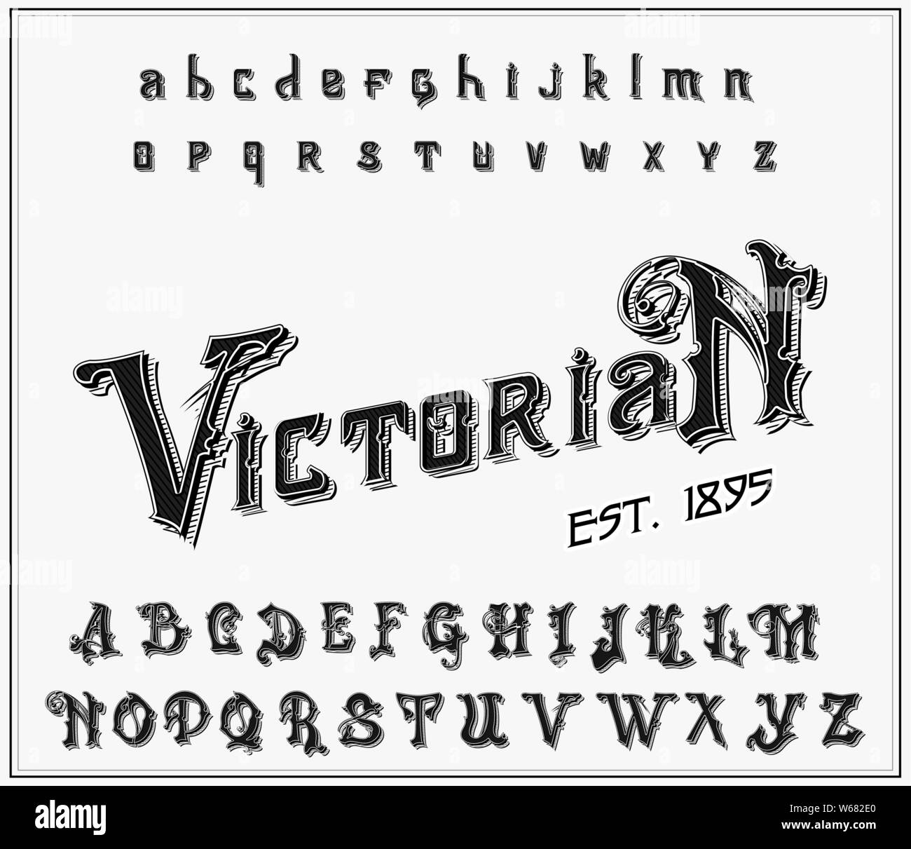 Viktorianische Alphabet im alten Stil. Antike alte Schrift. Vintage