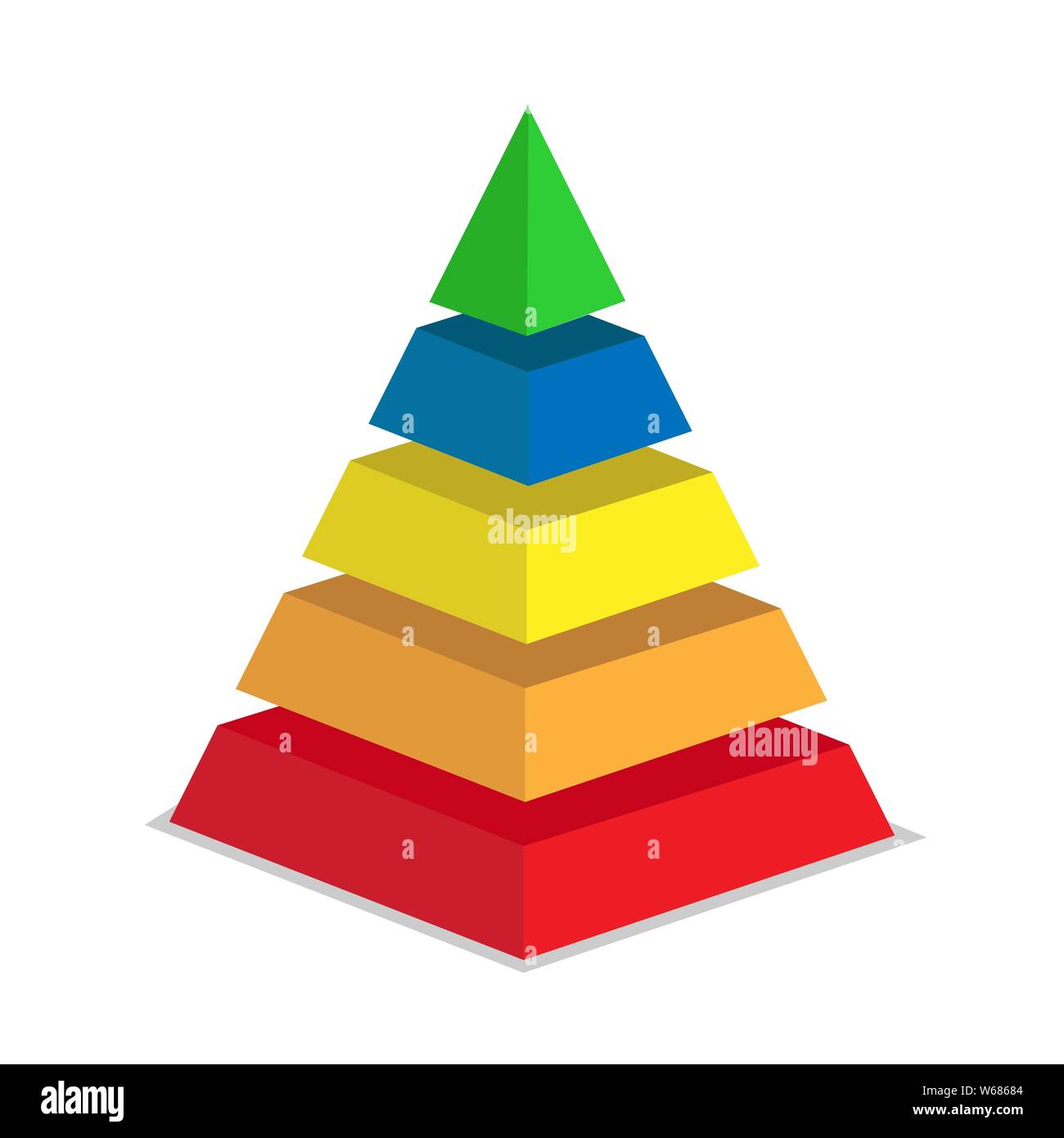 Pyramide der Erfolg von fünf Abschnitten. Infografiken für Präsentationen von Anwendungen und Websites, 3D-Simulation, flache Bauform Stock Vektor