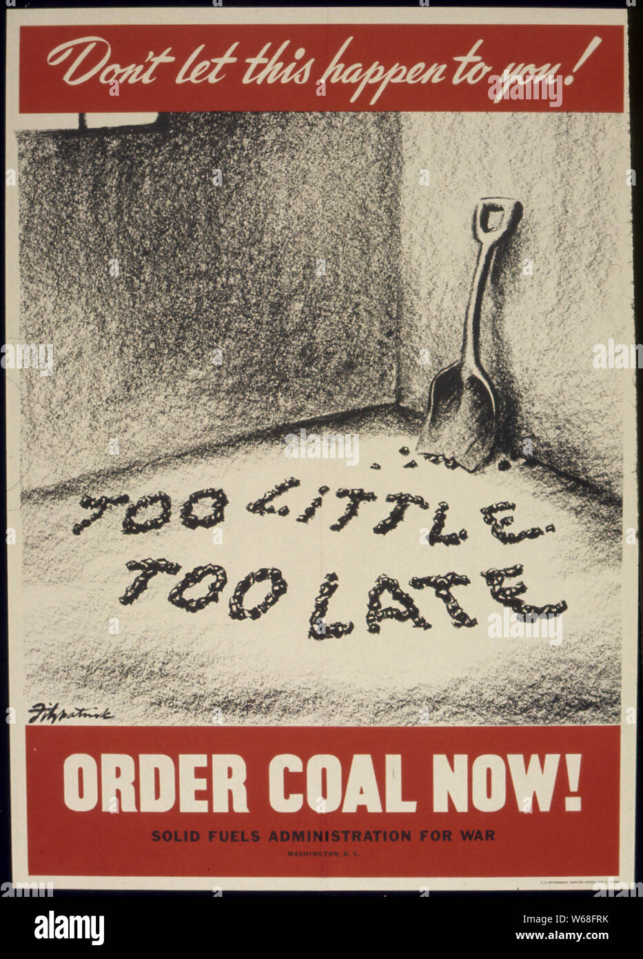Zu wenig und zu spät - damit sich die Kohle JETZT Stockfoto