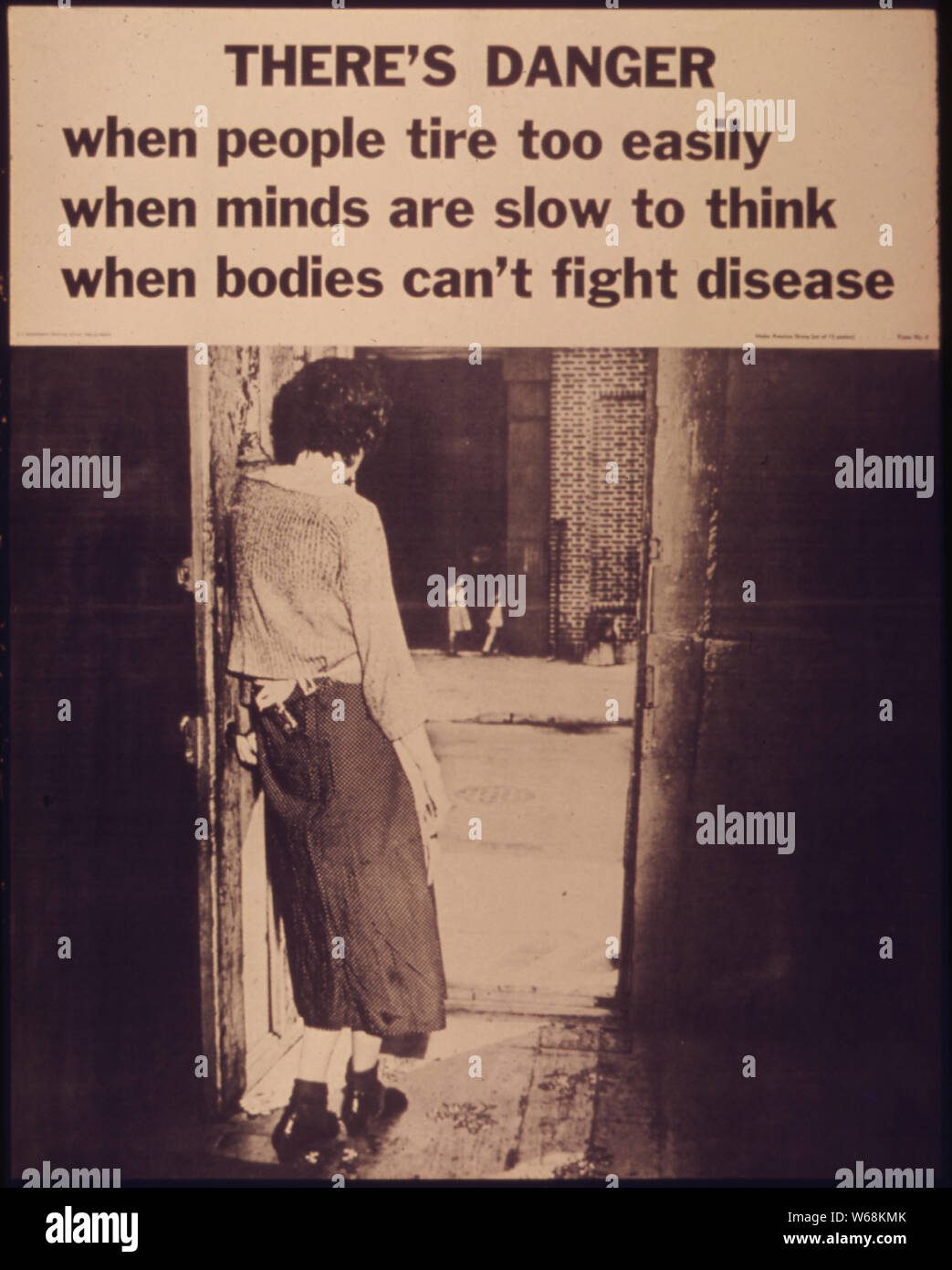 Es gibt die Gefahr, wenn die Menschen reifen zu leicht, wenn der Geist langsam sind zu denken, wenn Körper nicht Krankheit kämpfen kann. Amerika stark machen. Poster Nummer 4. Stockfoto