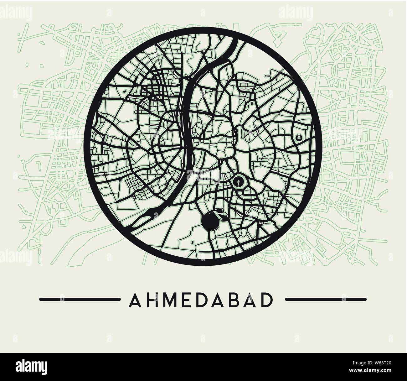 Abstrakte Ahmedabad Stadtplan - Illustration als EPS 10-Datei Stock Vektor