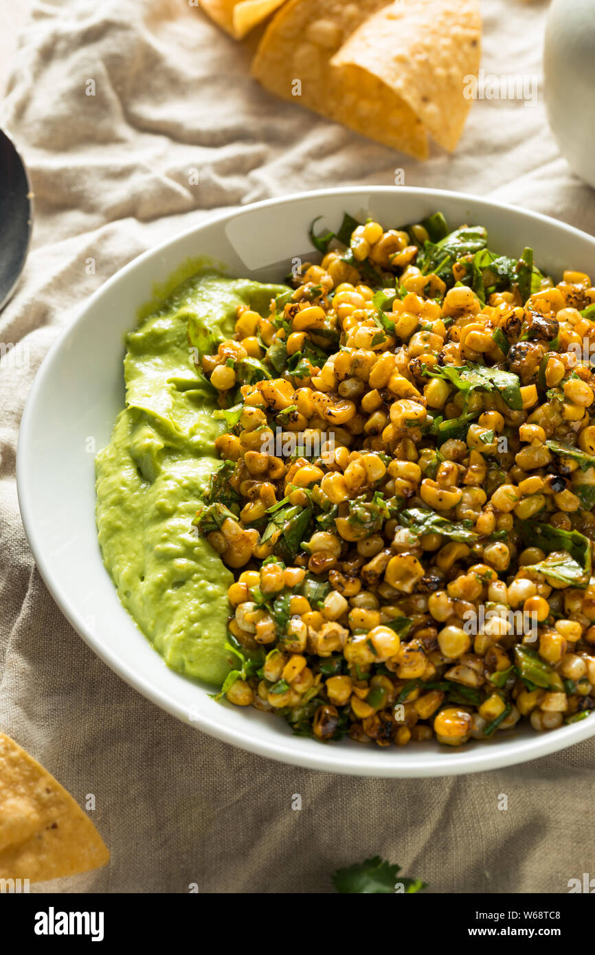 Hausgemachte geröstete Straße Feldsalat Dip mit Chips Stockfoto