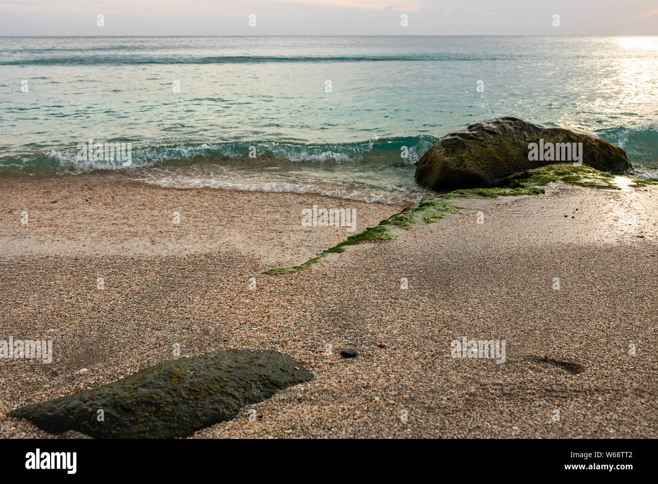 Die berühmte Shell Beach, St. Barth's Island (St. Bart's Island) Karibik. Stockfoto