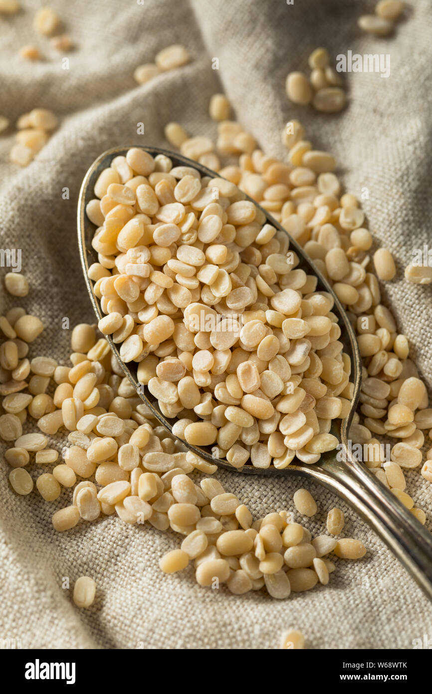 Trockene organische Urad Dal Split Matpe Bohnen Stockfoto