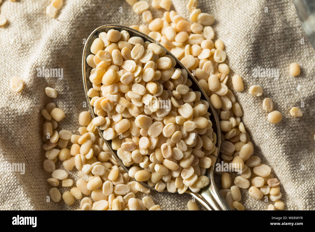 Trockene organische Urad Dal Split Matpe Bohnen Stockfoto