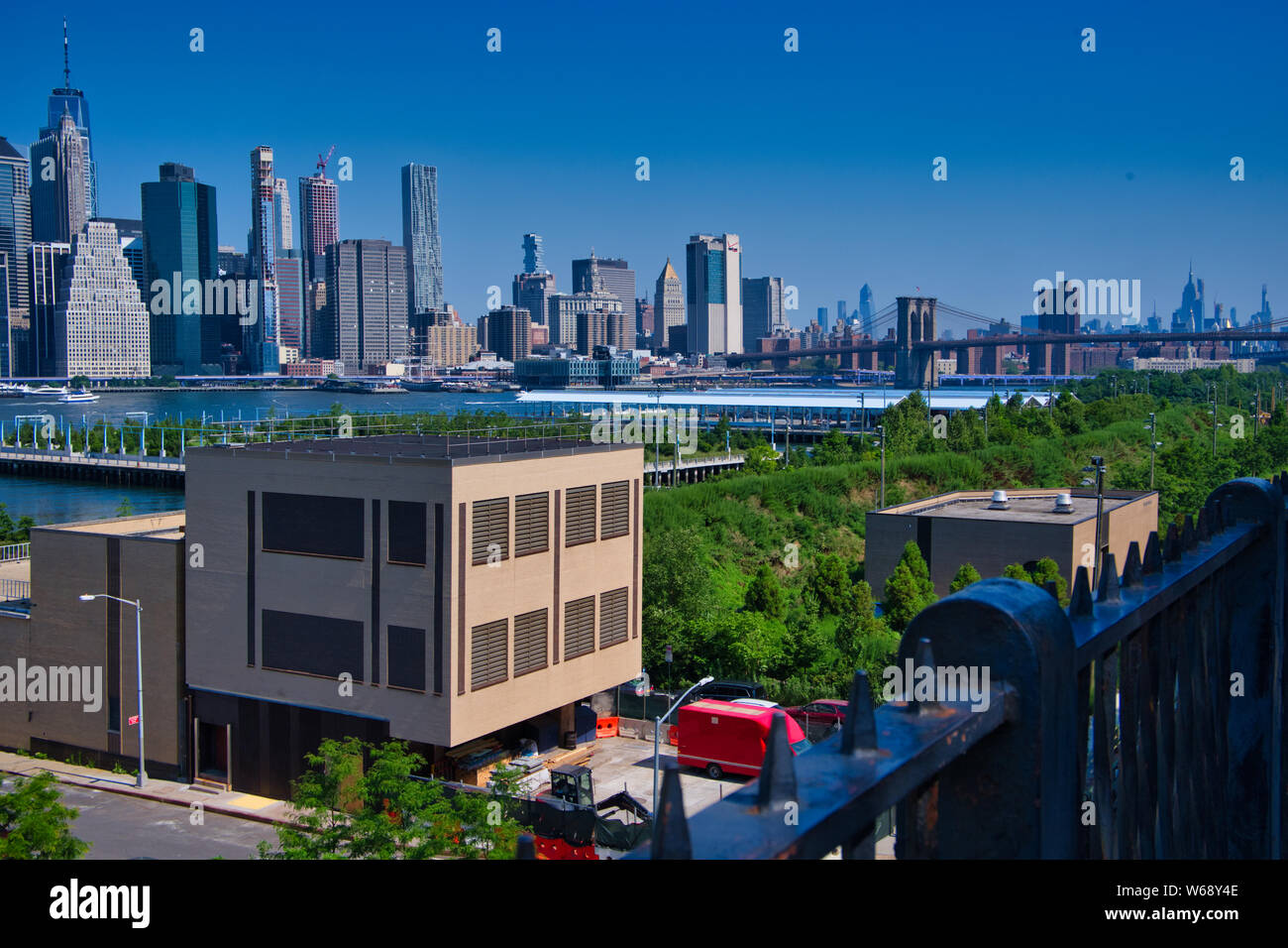 Brooklyn Heights Blick auf Manhattan Stockfoto