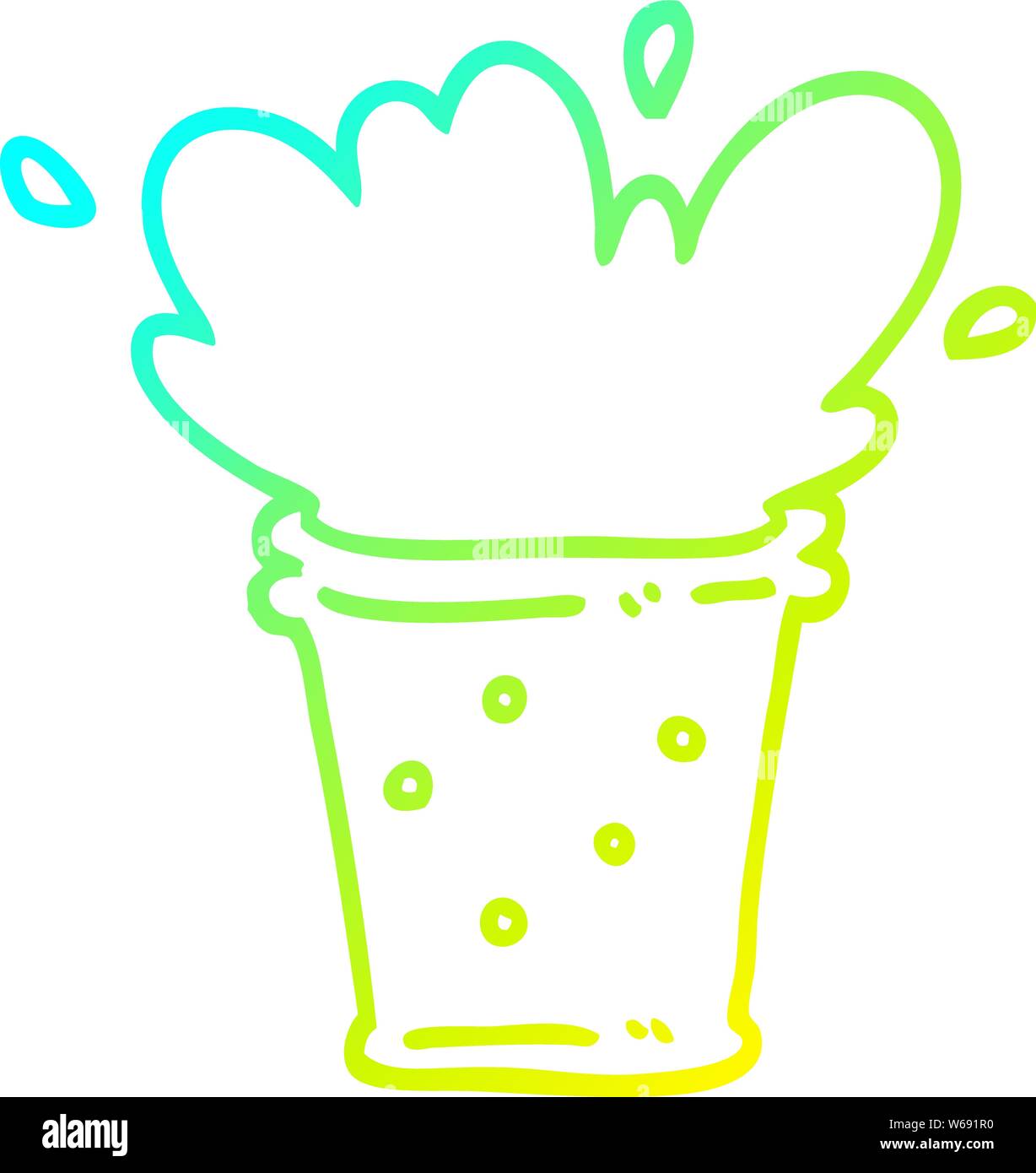 Kalte abstufungslinie Zeichnung einer Cartoon kohlensäurehaltige Getränke Stock Vektor
