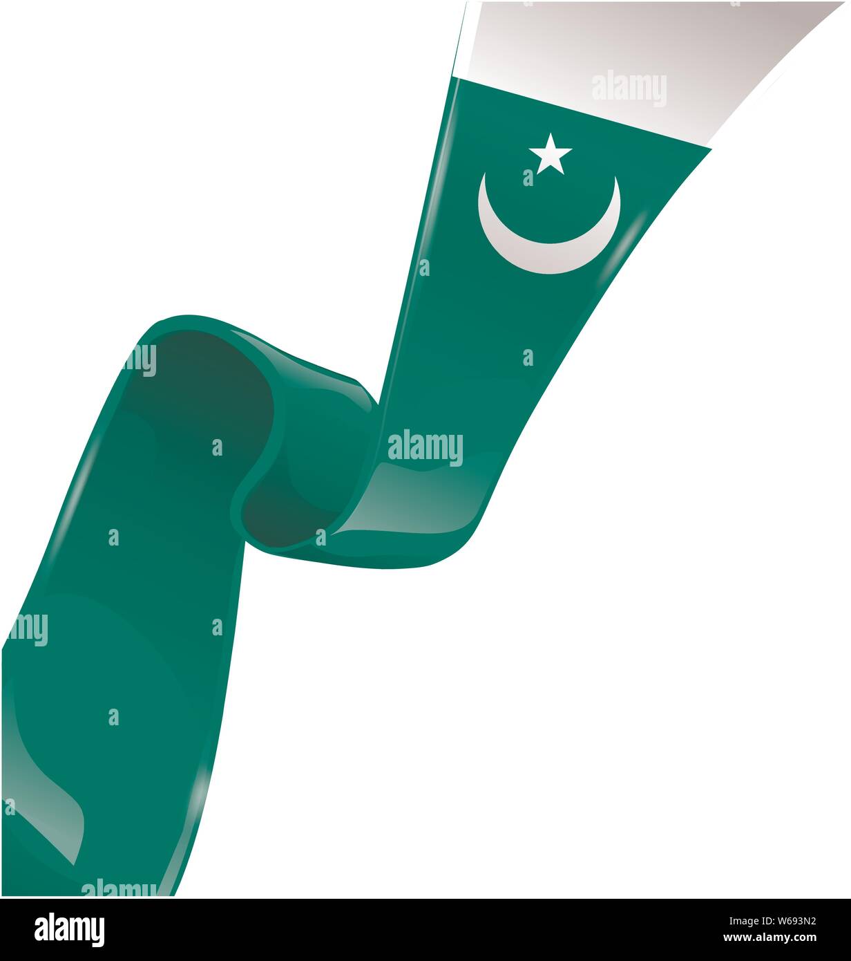 Pakistan ribbon Flagge auf weißem Hintergrund Stock Vektor