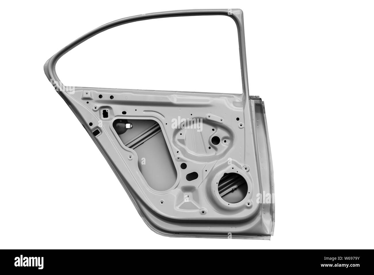 Autotür auf weißem Hintergrund Stockfoto