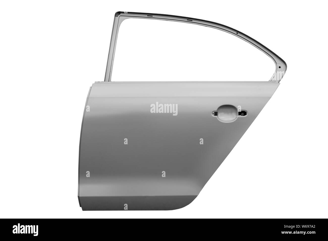 Autotür auf weißem Hintergrund Stockfoto