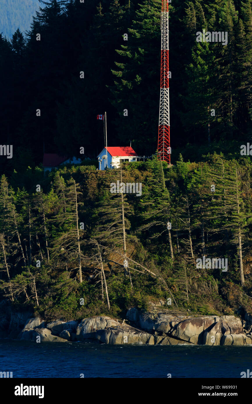 Chatham Point Lighthouse, Inside Passage, Vancouver Island, British Columbia, Kanada Stockfoto