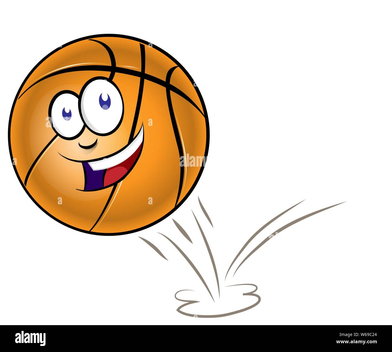 Bouncing basketball Cartoon isoliert auf weißem Hintergrund Stock Vektor