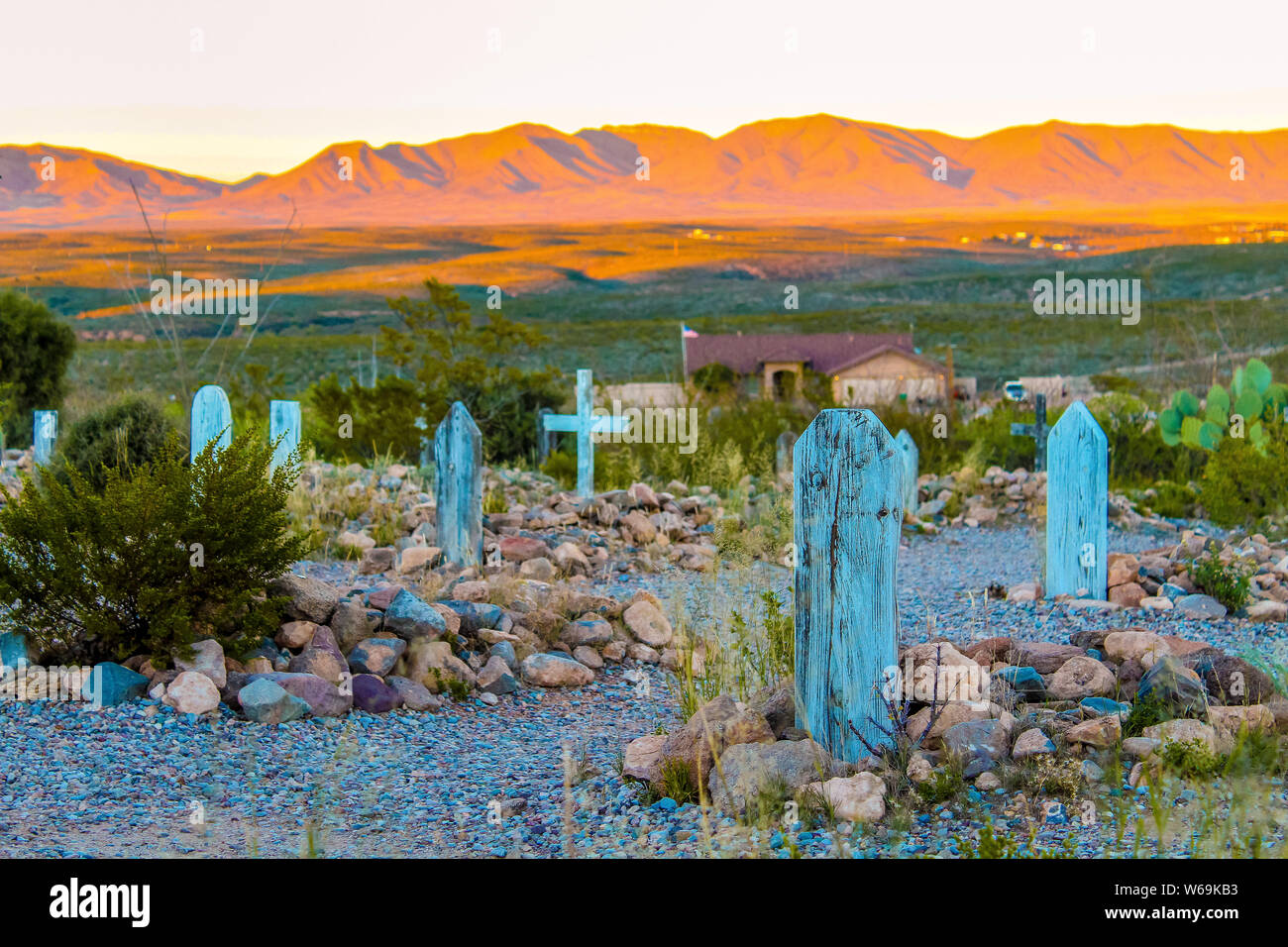 Boothill Friedhof bei Sonnenuntergang. Tombstone, Arizona - November 2, 2018 Stockfoto