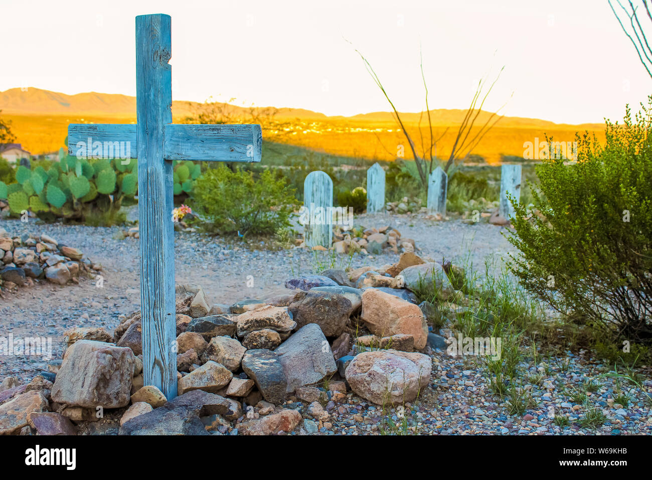 Boothill Friedhof bei Sonnenuntergang. Tombstone, Arizona - November 2, 2018 Stockfoto