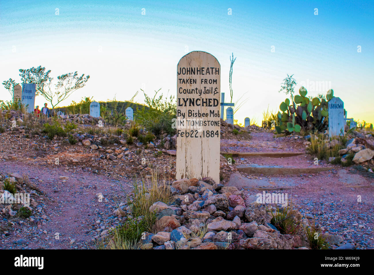 Boothill Graveyard John Heath, entnommen aus dem county jail & Gelyncht von Bisbee Mob in Tombstone. Feb 22, 1884. Tombstone, Arizona - November 2, 2018 Stockfoto