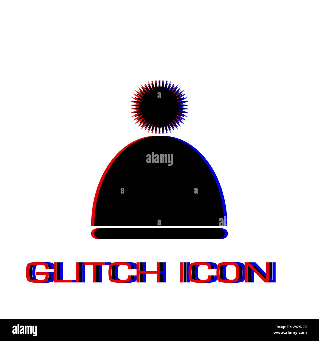 Winter snowboard cap Symbol flach. Einfache Piktogramm-Glitch Wirkung. Vector illustration symbol Stock Vektor