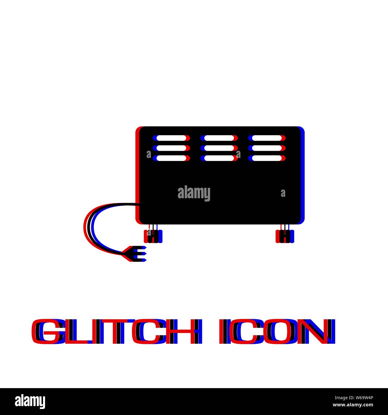 Elektrische Heizung Symbol flach. Einfache Piktogramm-Glitch Wirkung. Vector illustration symbol Stock Vektor