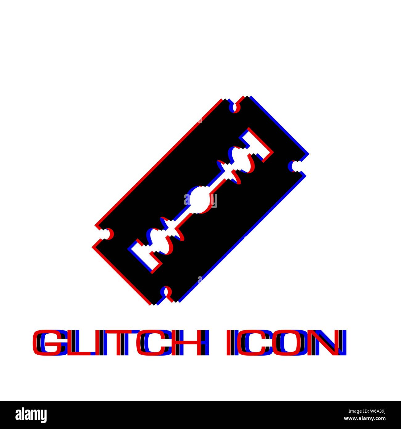 Blade razor Symbol flach. Einfache Piktogramm-Glitch Wirkung. Vector illustration symbol Stock Vektor