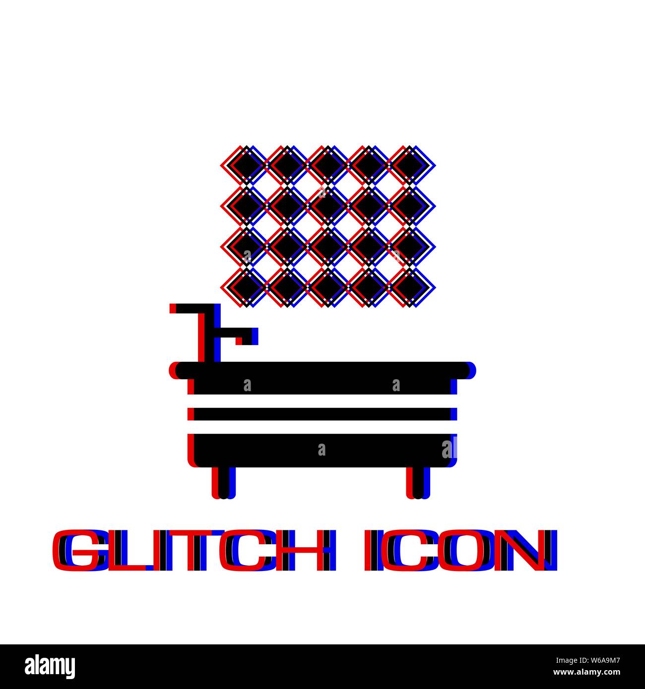 Badezimmer Symbol flach. Einfache Piktogramm-Glitch Wirkung. Vector illustration symbol Stock Vektor