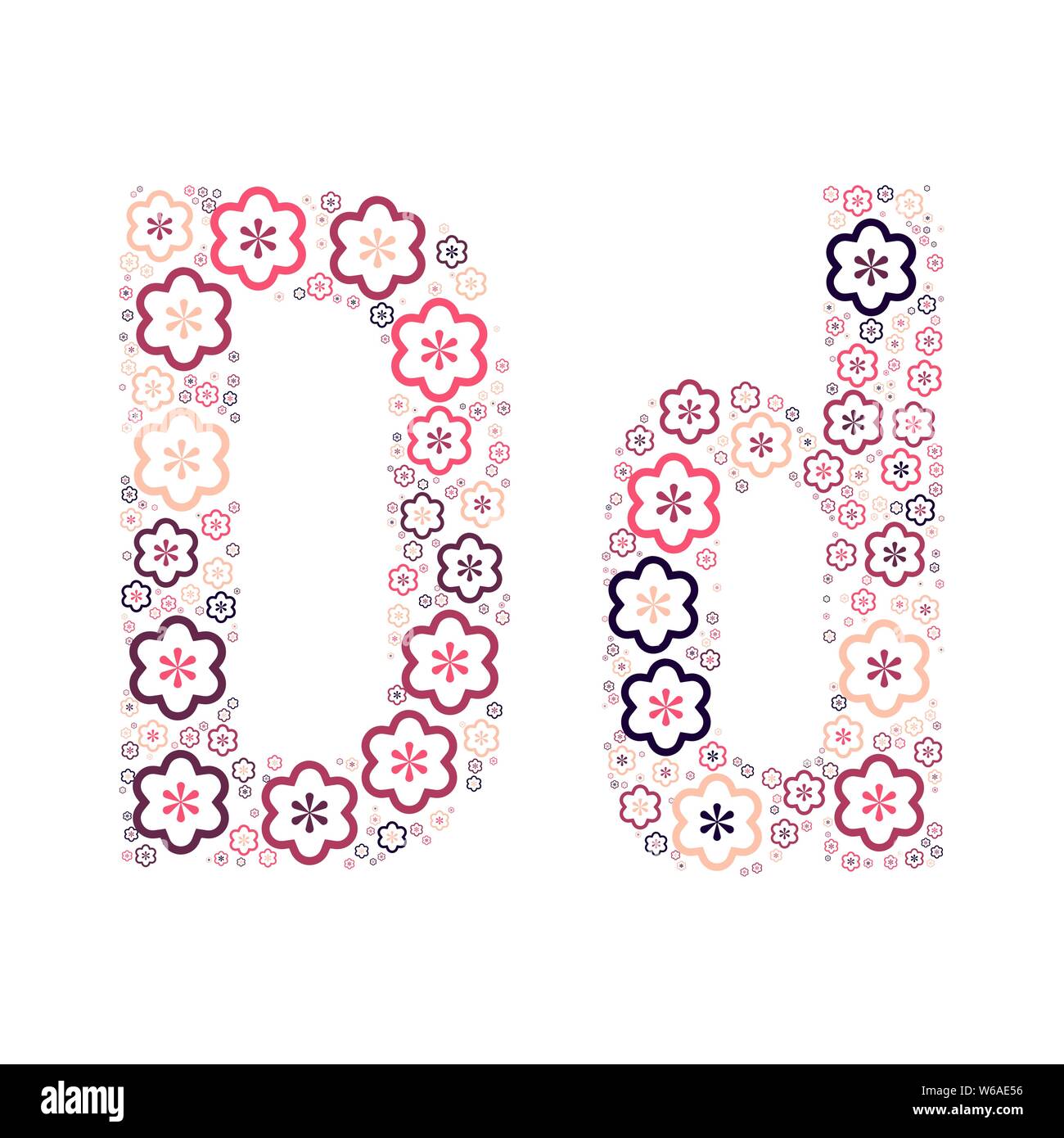 Buchstabe des Alphabets von farbigen Blumen positive Spaß mozaykoy. Vektorschrift Abbildung. Stock Vektor