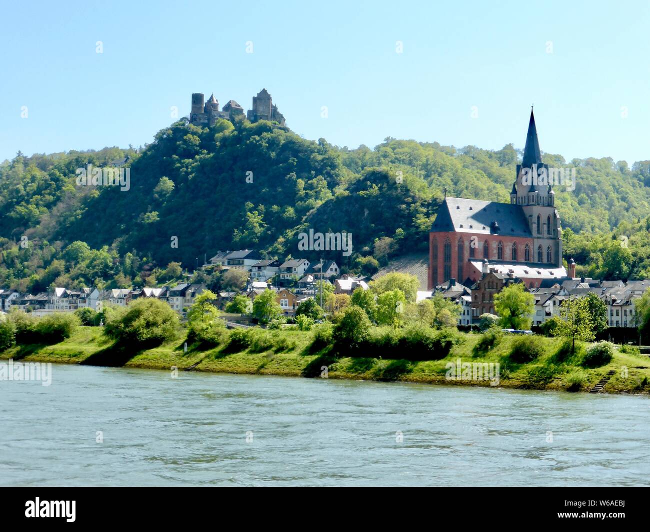 Schonburg Burg auf dem Rhein Stockfoto