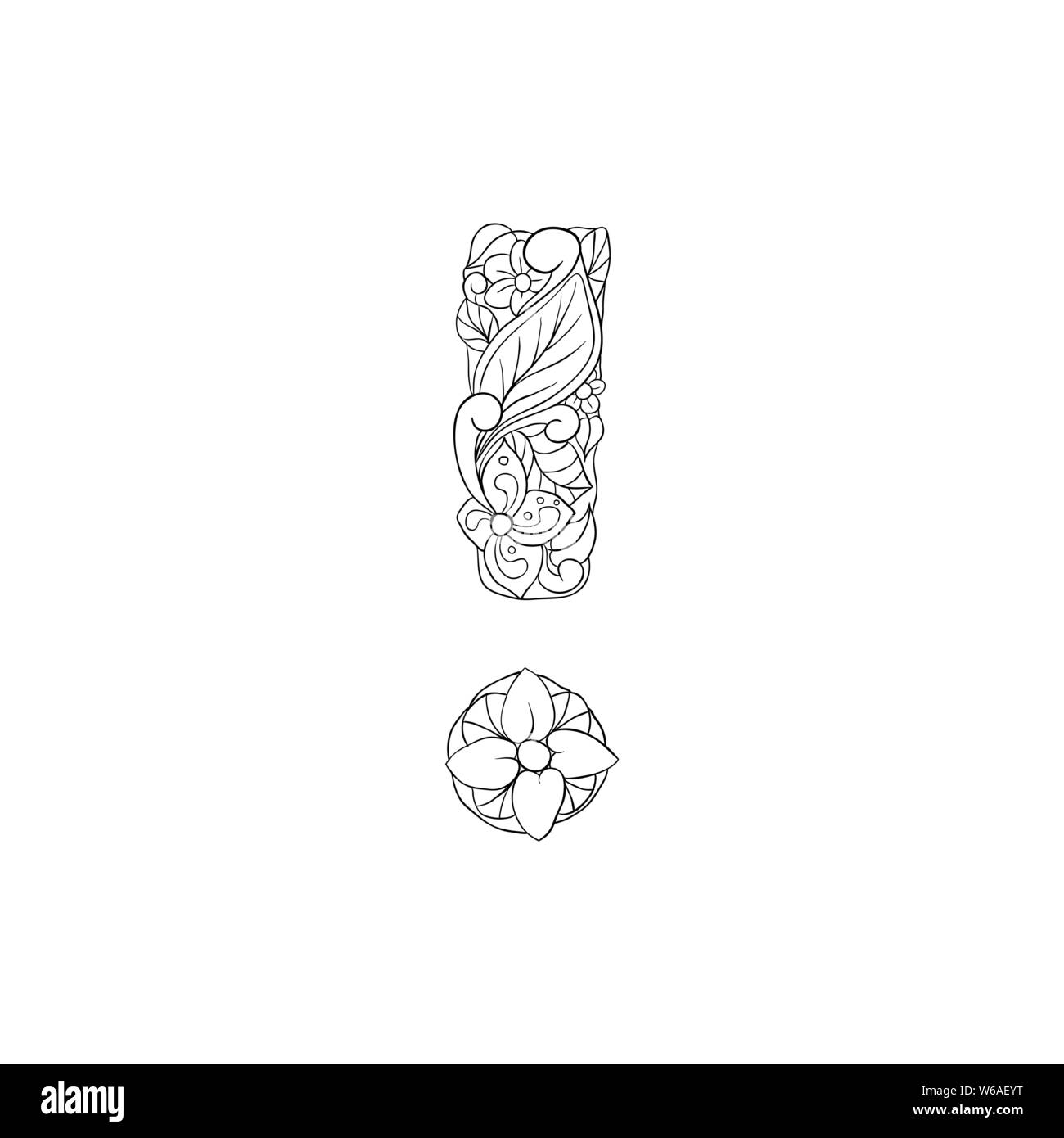 Malvorlagen Blumen Zierpflanzen Alphabet, Erste Ausrufezeichen Font
