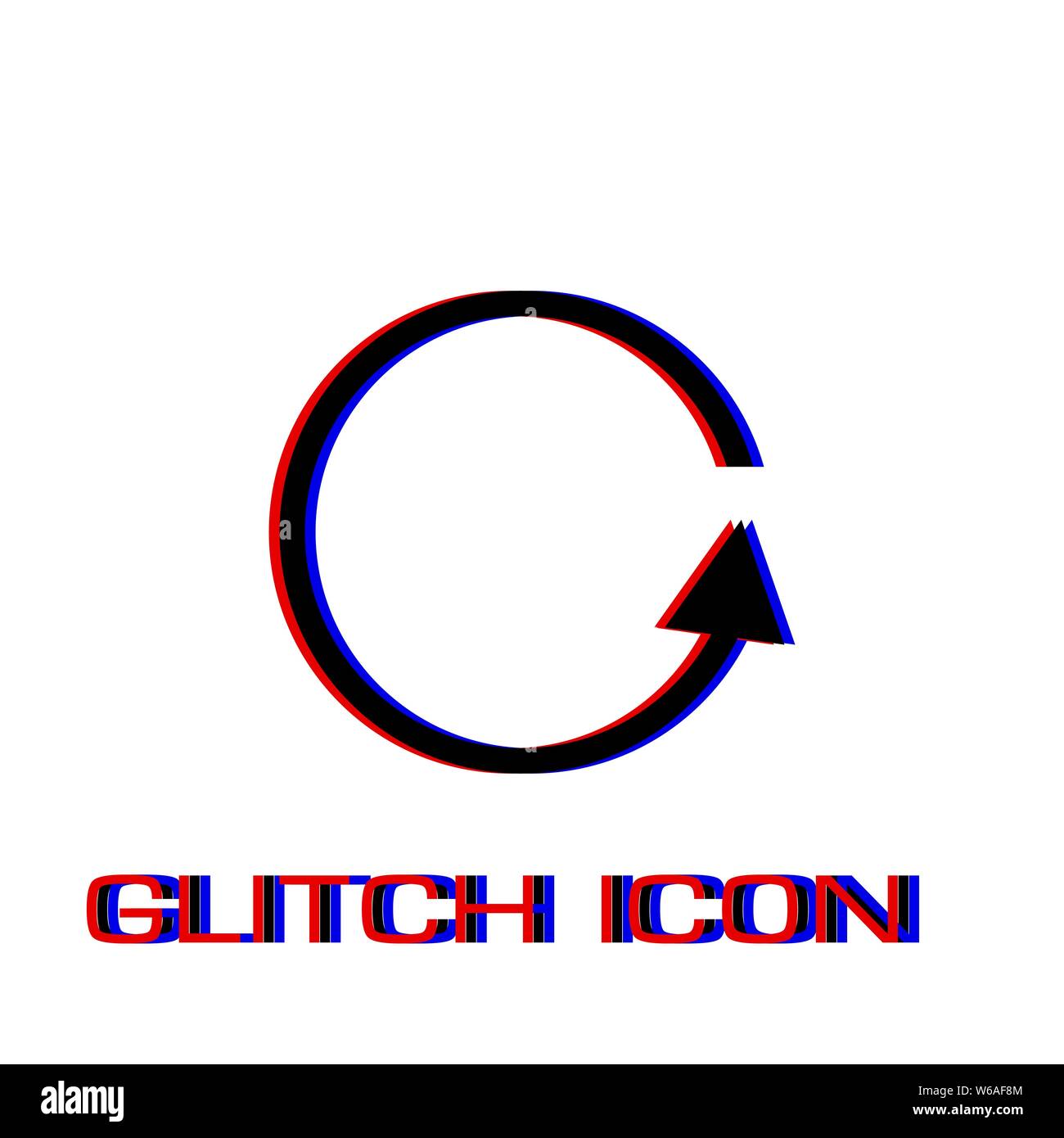 Refresh reload Rotation loop Symbol flach. Einfache Piktogramm-Glitch Wirkung. Vector illustration symbol Stock Vektor