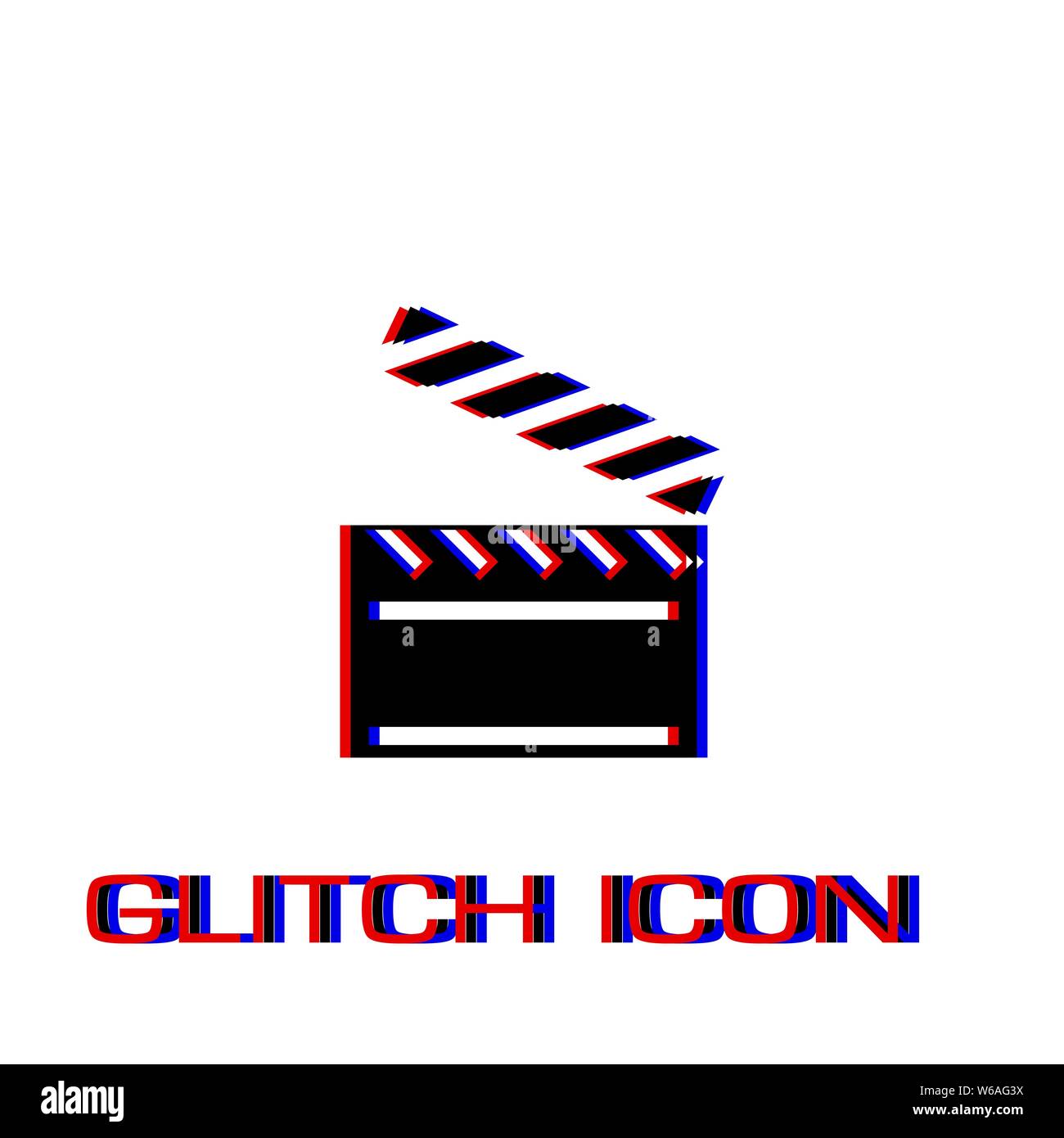 Klappe Symbol flach. Einfache Piktogramm-Glitch Wirkung. Vector illustration symbol Stock Vektor