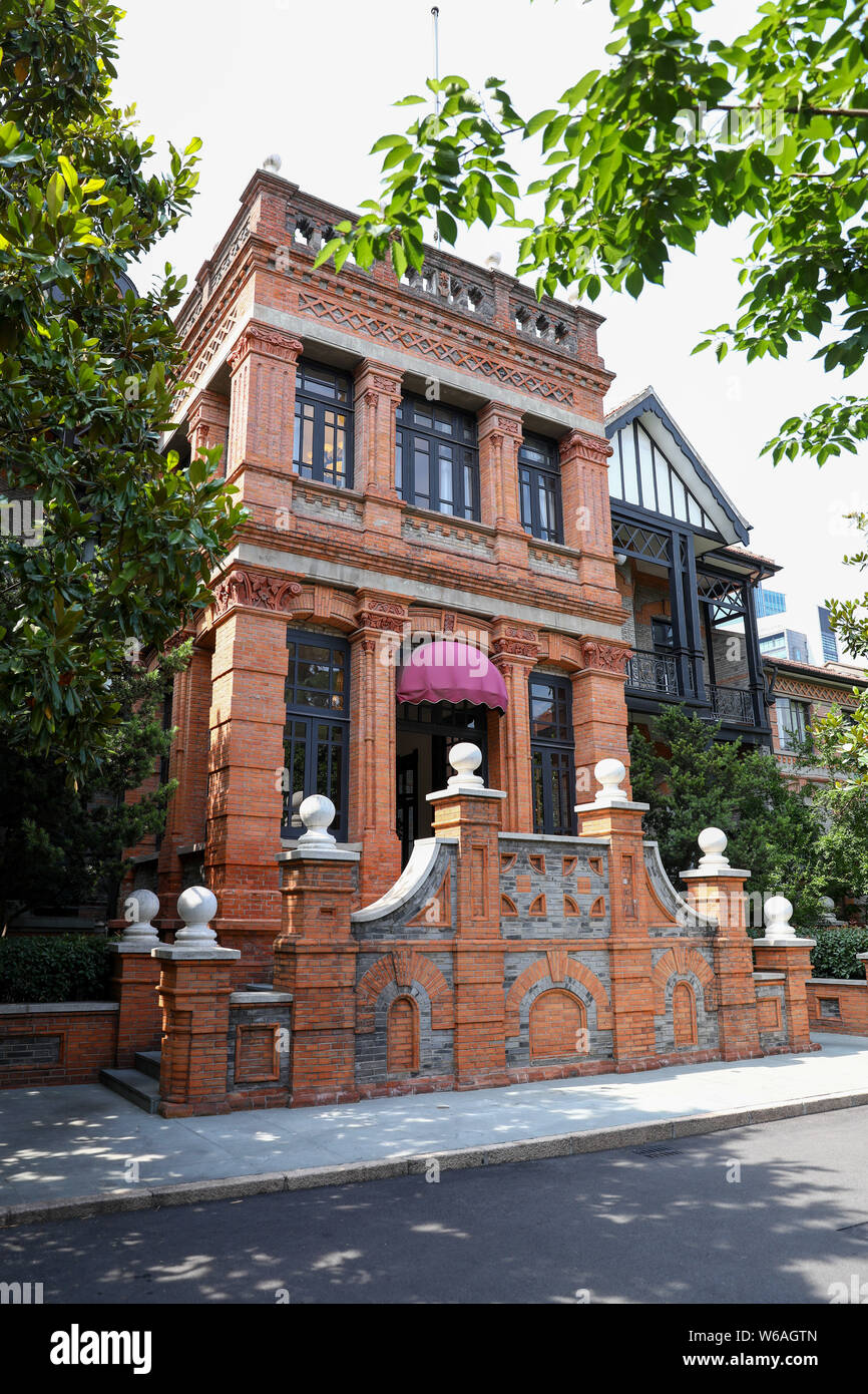 Blick auf die historische Drummond Apartment, eine dreistöckige Englische Renaissance Villa im Stil 1917 erbaut durch den Preis (China) Limited, auf Huashan Road in Sh Stockfoto