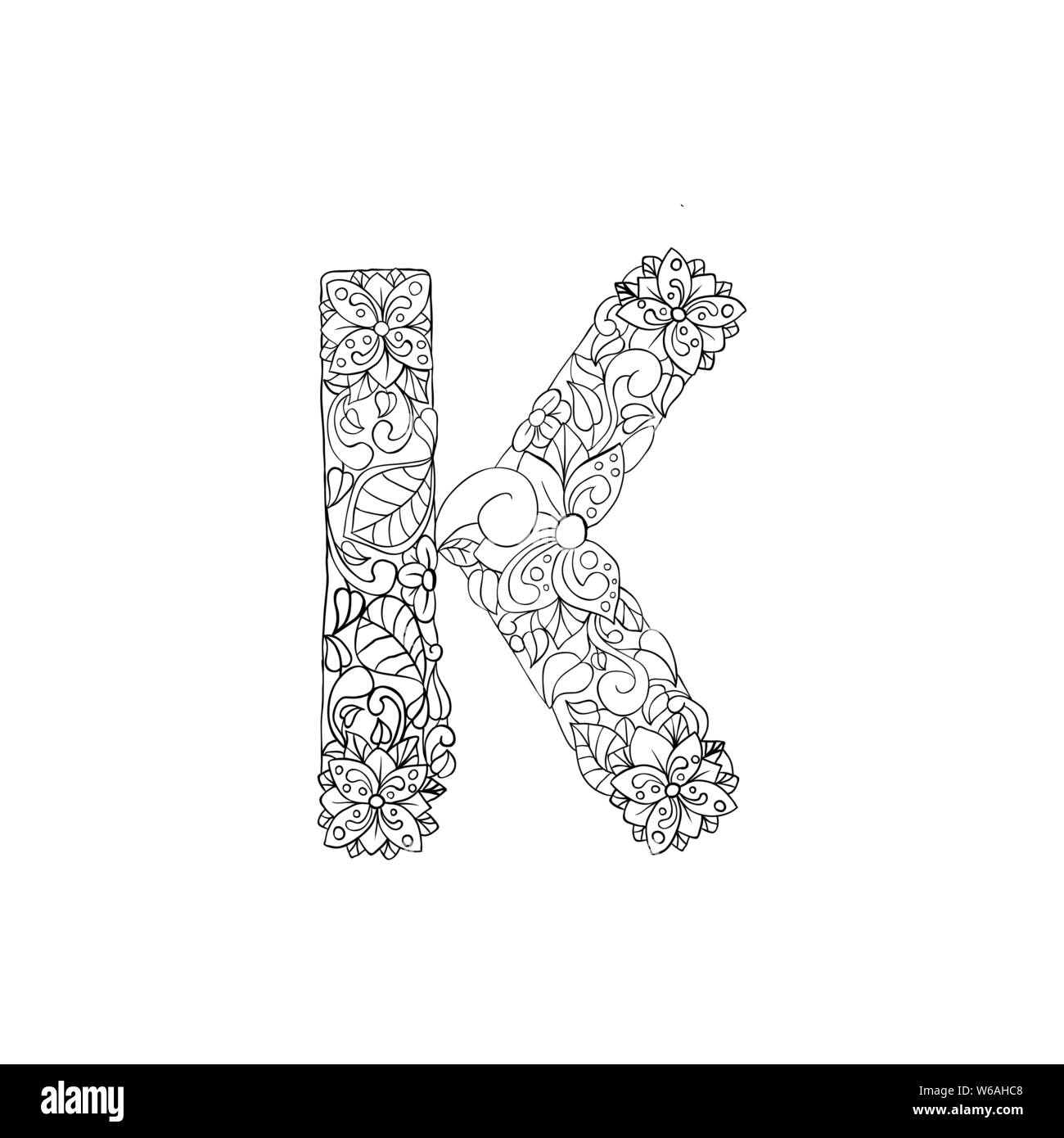 Malvorlagen Blumen Zierpflanzen Alphabet, Anfangsbuchstabe K Font