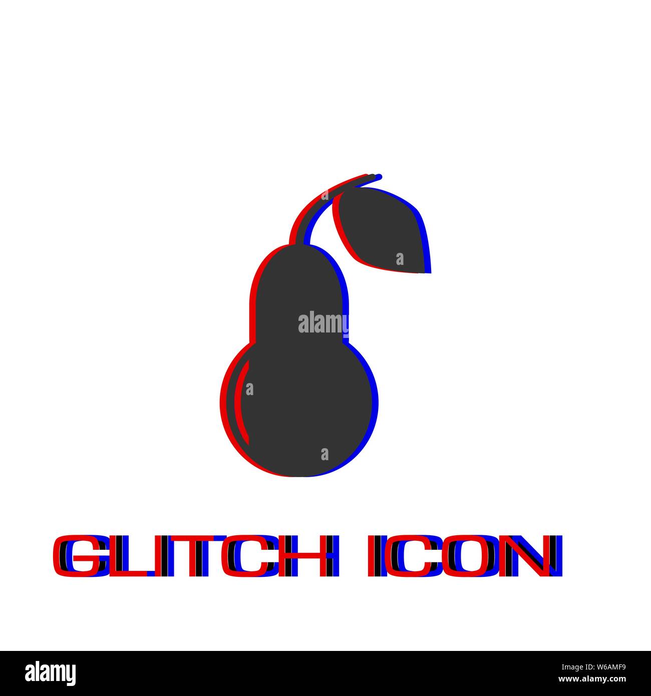 Pear-Symbol. Einfache Piktogramm-Glitch Wirkung. Vector illustration symbol Stock Vektor