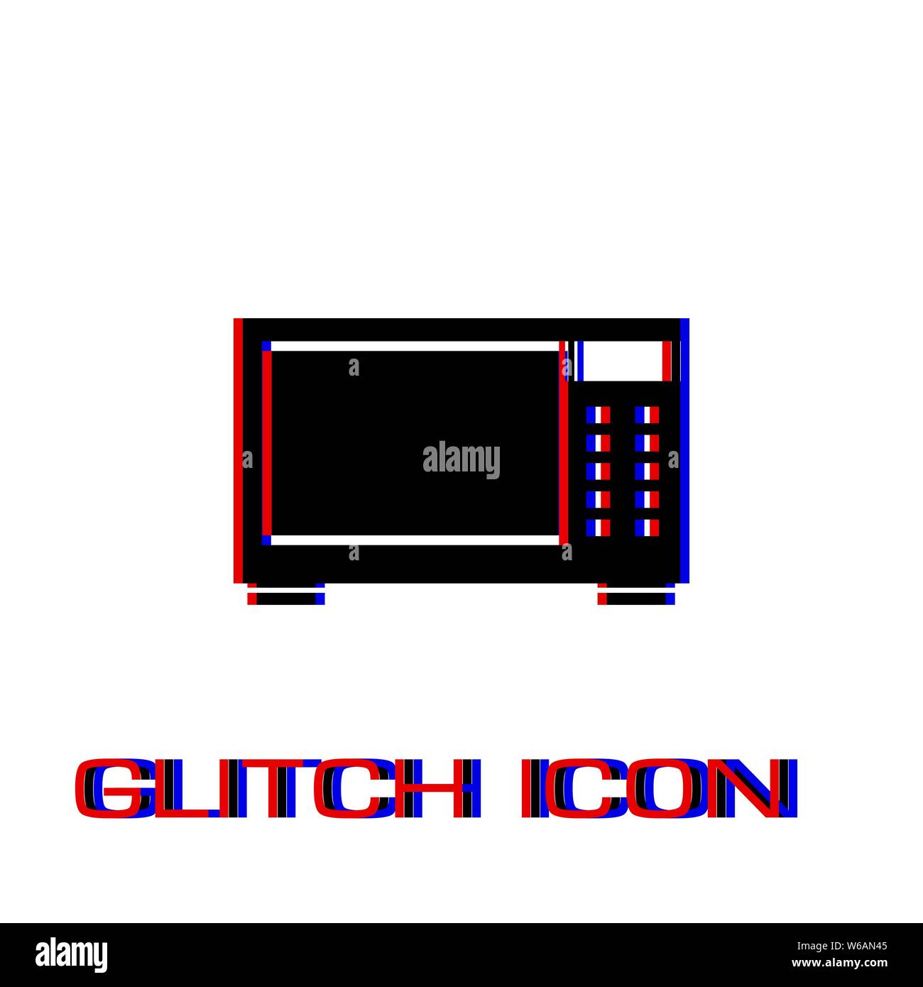 Mikrowelle Symbol flach. Einfache Piktogramm-Glitch Wirkung. Vector illustration symbol Stock Vektor