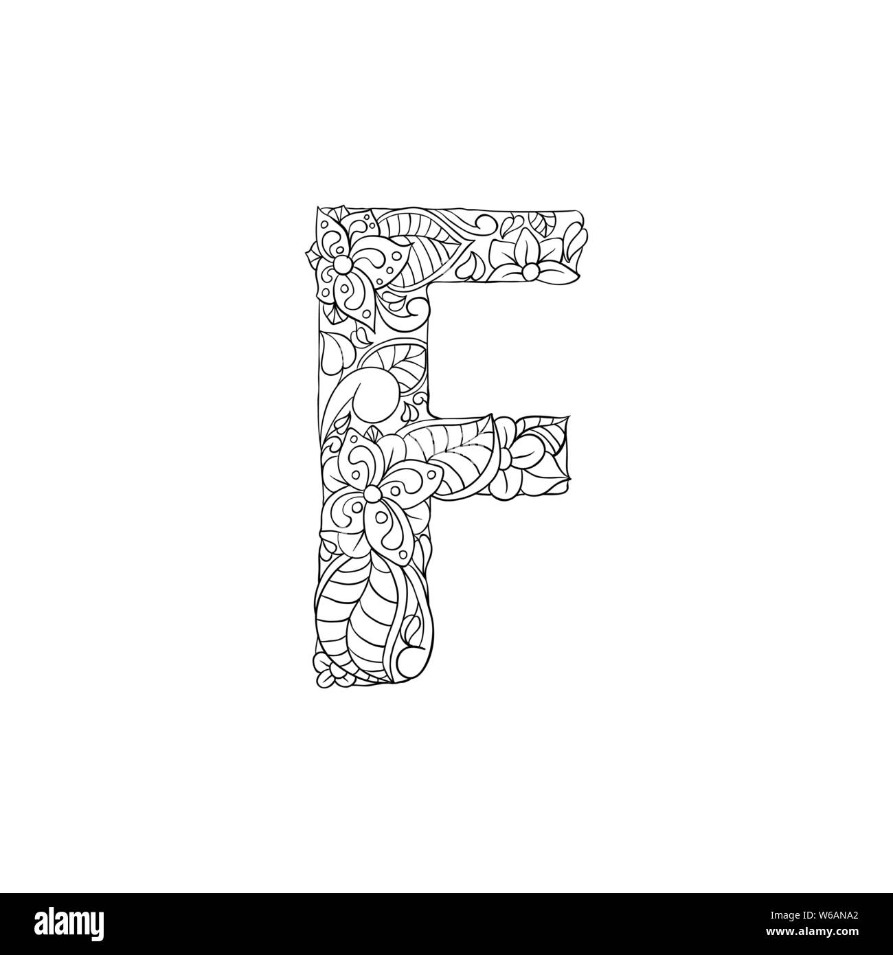 Malvorlagen Blumen Zierpflanzen Alphabet, Anfangsbuchstabe F Font
