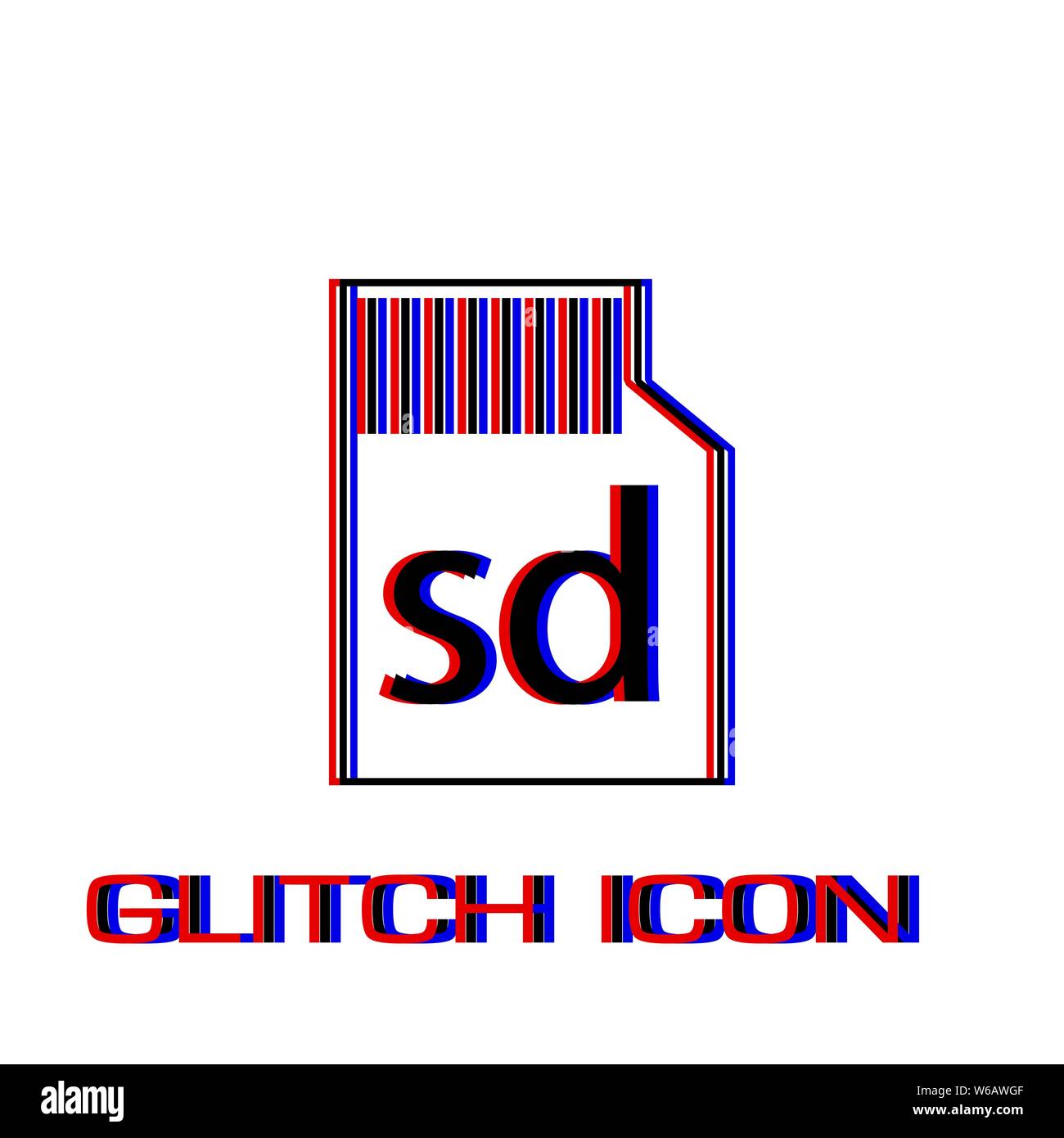 Mikro-SD-Karte angezeigt. Einfache Piktogramm-Glitch Wirkung. Vector illustration symbol Stock Vektor