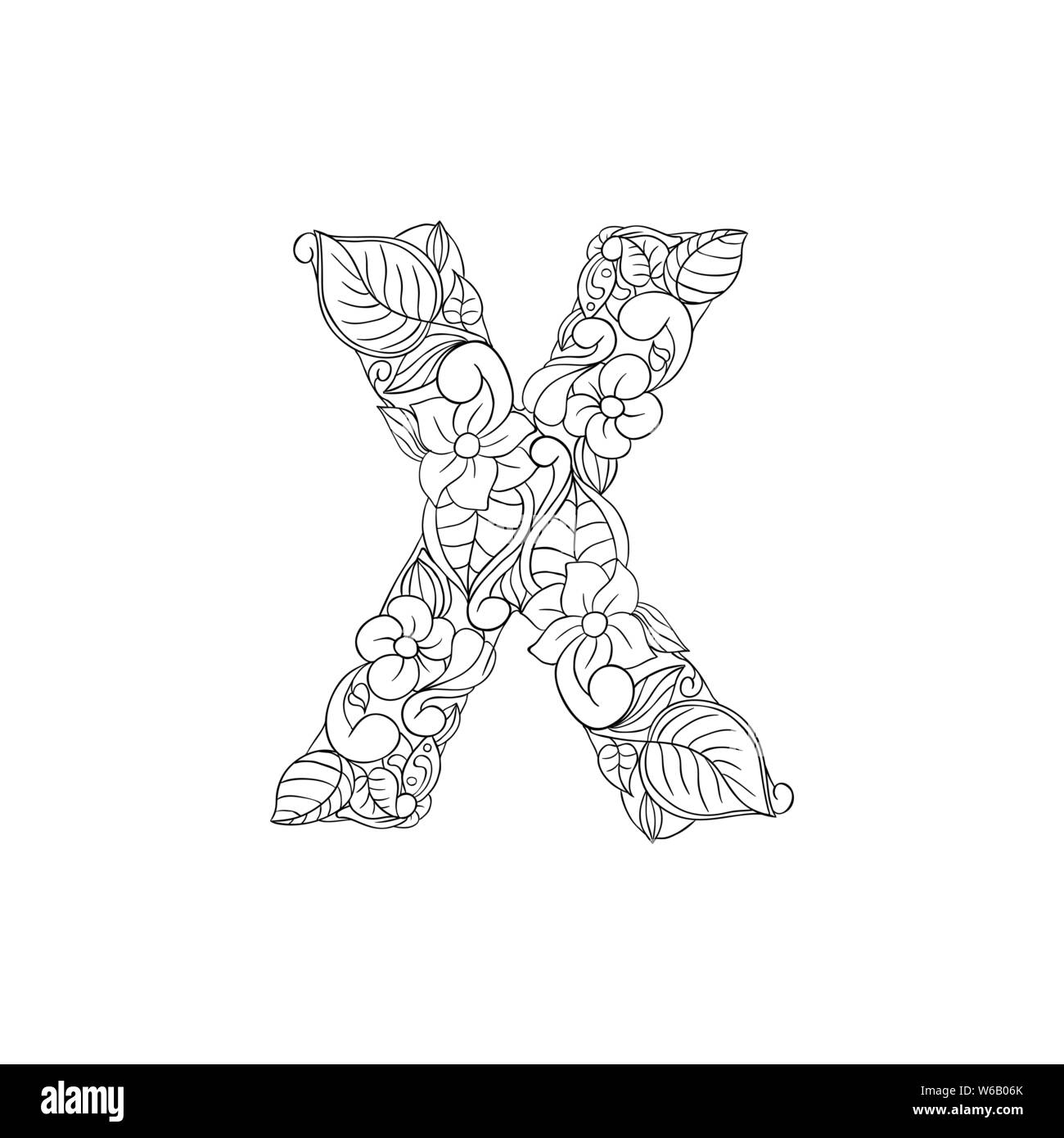 Malvorlagen Blumen Zierpflanzen Alphabet, Anfangsbuchstabe X Font
