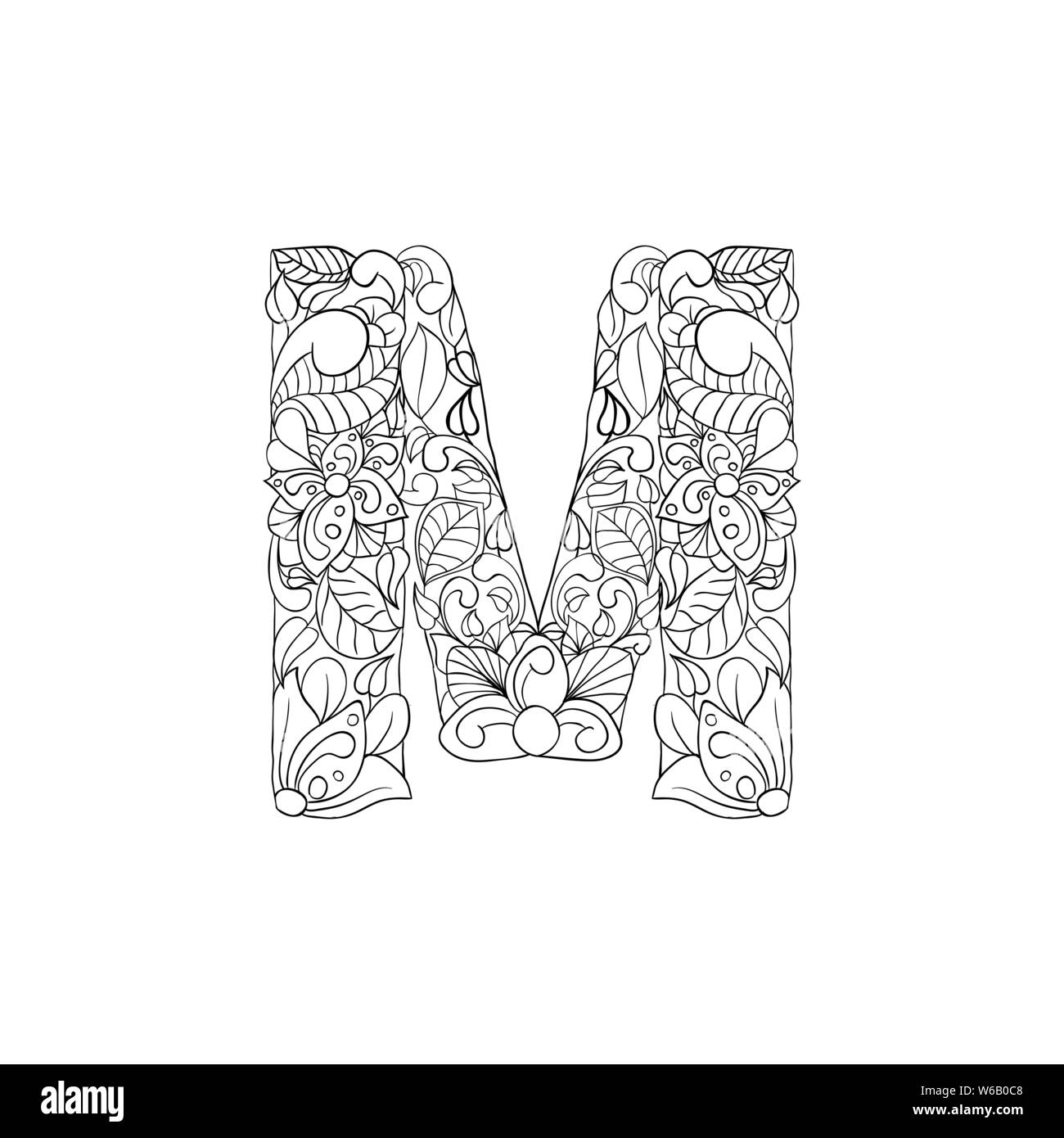 Malvorlagen Blumen Zierpflanzen Alphabet, Anfangsbuchstabe M Font