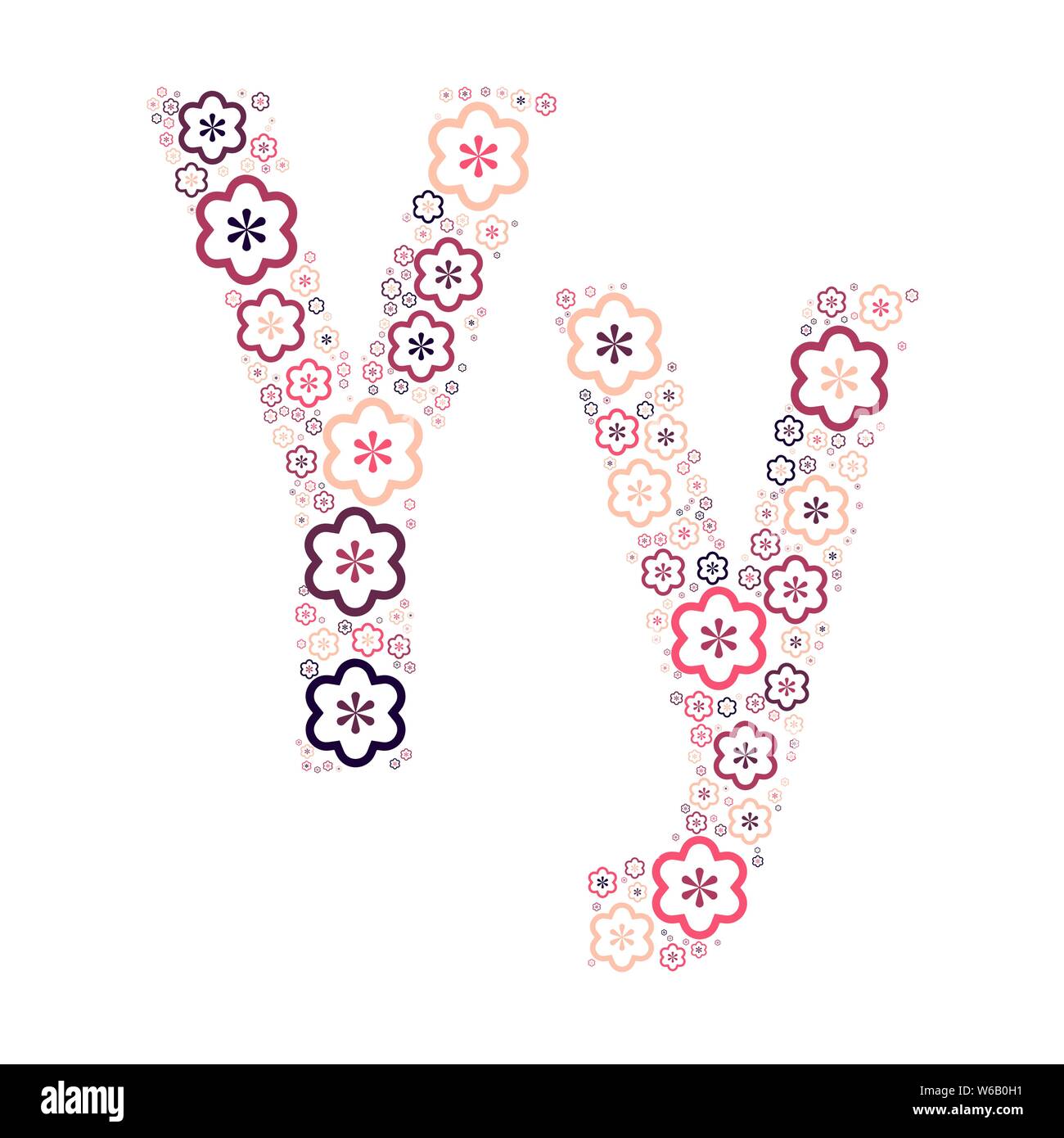 Buchstabe des Alphabets von farbigen Blumen positive Spaß mozaykoy. Vektorschrift Abbildung. Stock Vektor