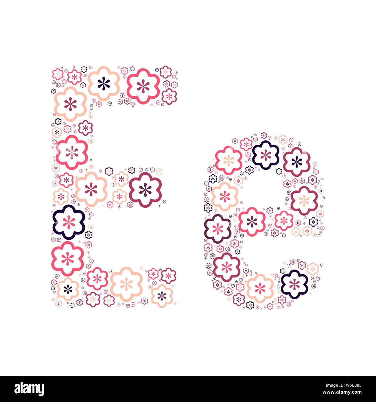 Buchstabe des Alphabets von farbigen Blumen positive Spaß mozaykoy. Vektorschrift Abbildung. Stock Vektor