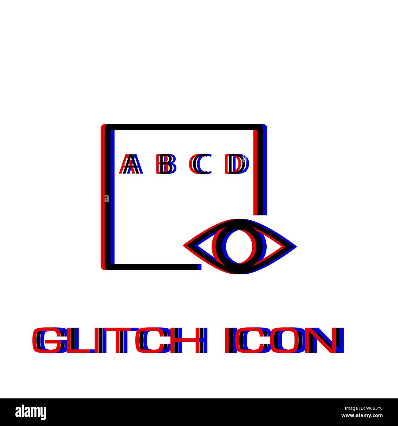 Auge Symbol test Flachbild. Einfache Piktogramm-Glitch Wirkung. Vector illustration symbol Stock Vektor