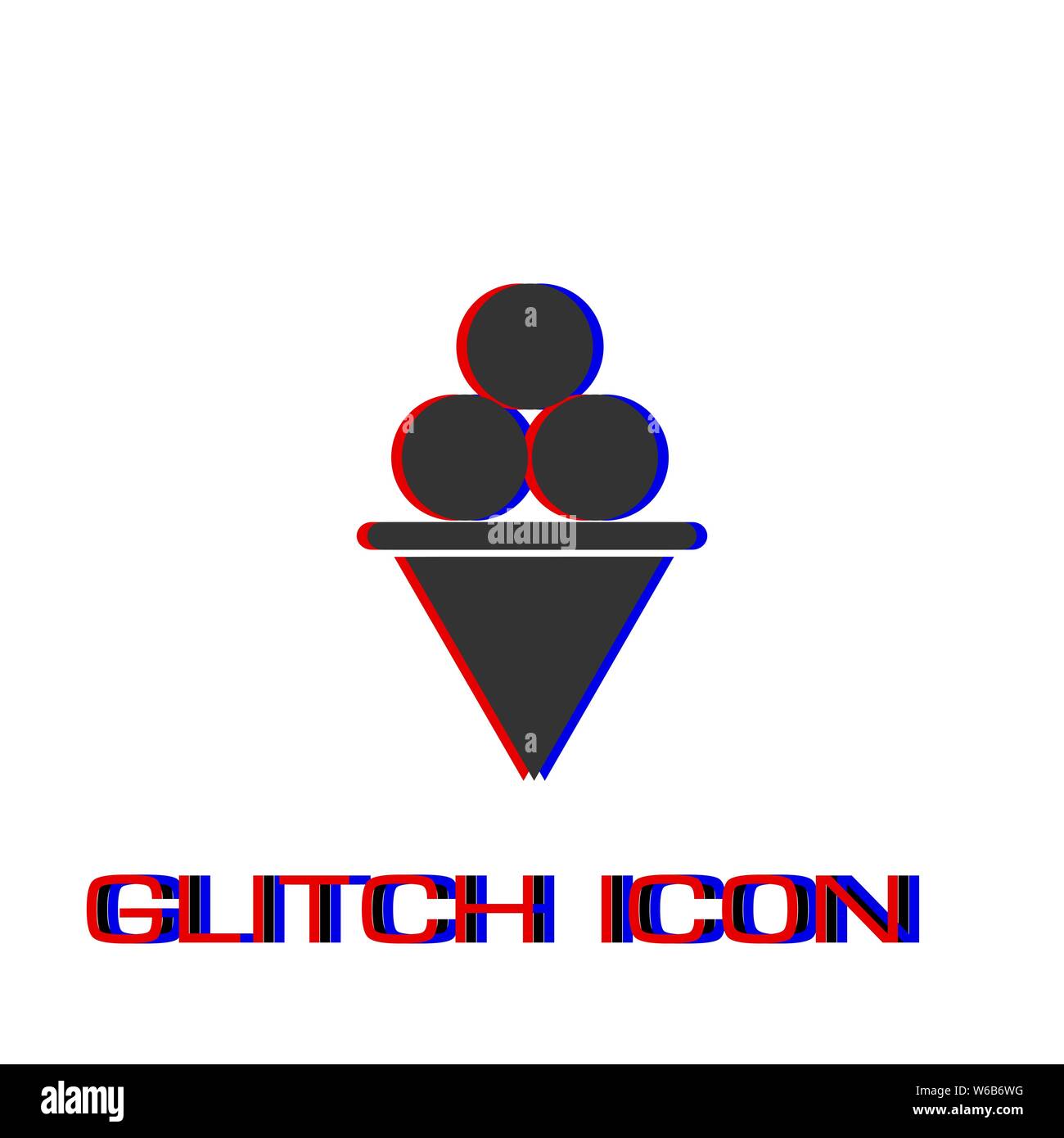 Eis Symbol flach. Einfache Piktogramm-Glitch Wirkung. Vector illustration symbol Stock Vektor