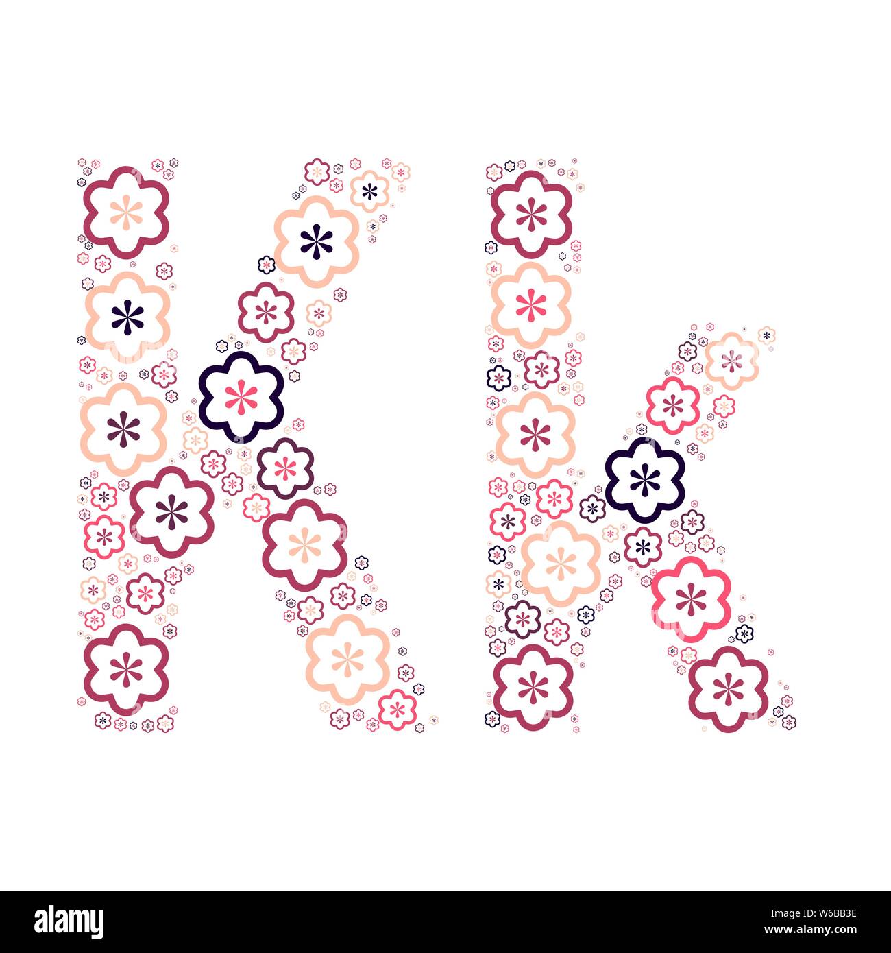 Buchstabe des Alphabets von farbigen Blumen positive Spaß mozaykoy. Vektorschrift Abbildung. Stock Vektor