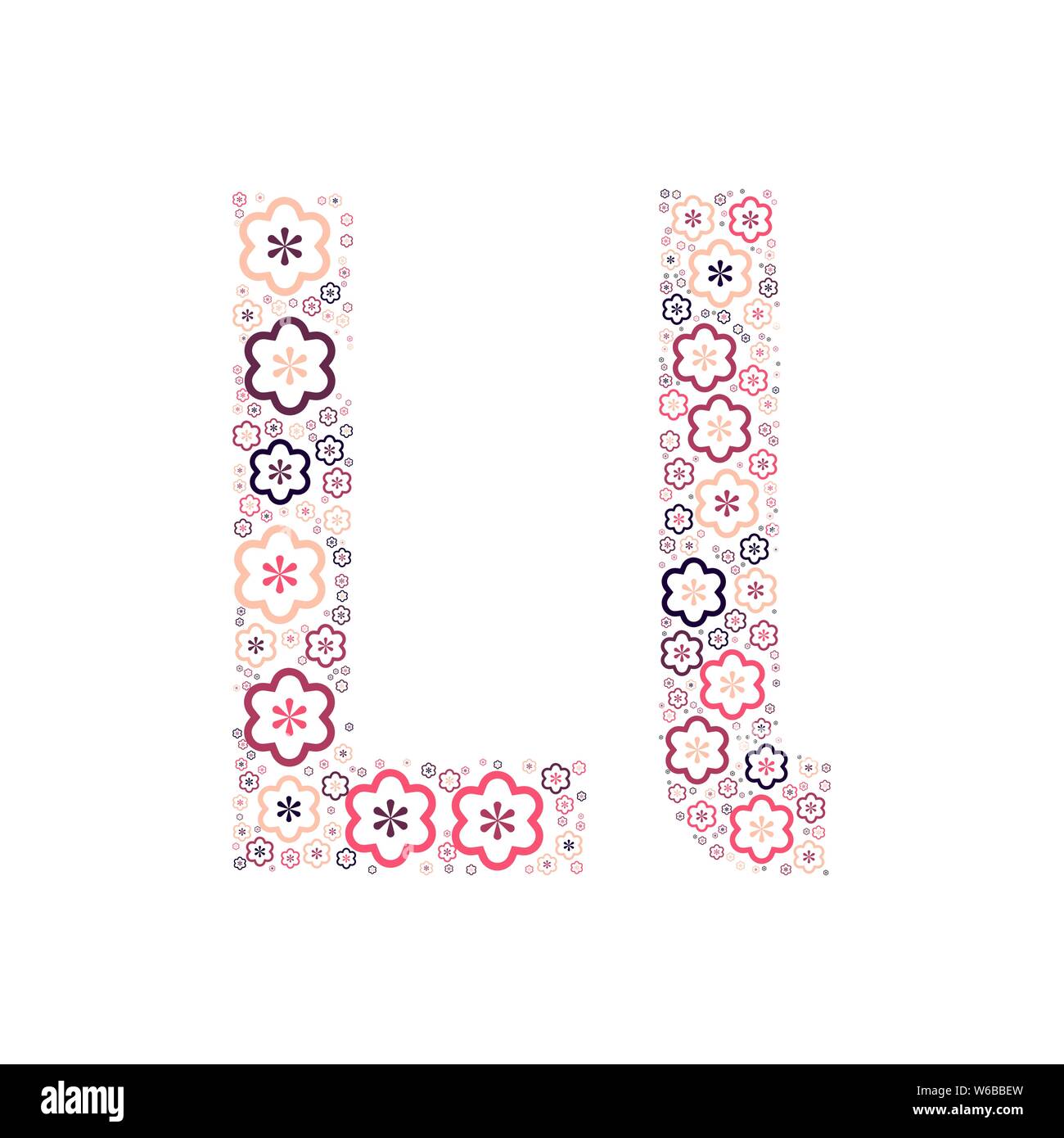 Buchstabe des Alphabets von farbigen Blumen positive Spaß mozaykoy. Vektorschrift Abbildung. Stock Vektor