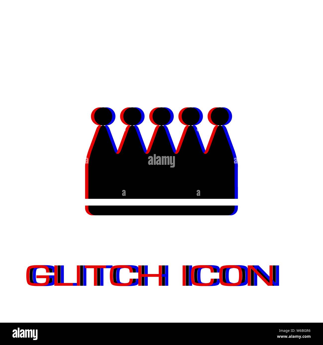 Krone Symbol flach. Einfache Piktogramm-Glitch Wirkung. Vector illustration symbol Stock Vektor