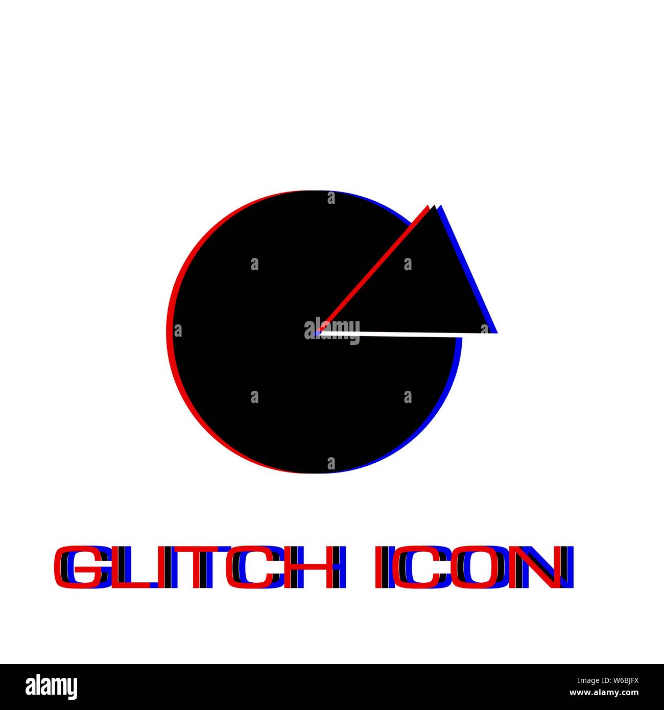 Kreisdiagrammsymbol flach. Einfache Piktogramm-Glitch Wirkung. Vector illustration symbol Stock Vektor